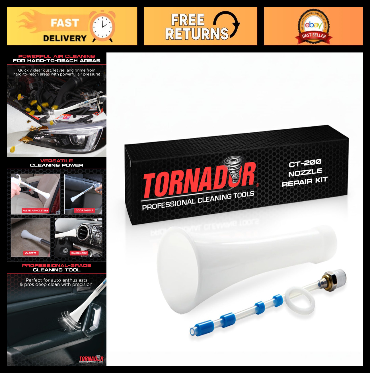 Tornador Nozzle Repair Kit for Car Detailing – CT-100 Cone, CT-101 Tube, CT-102