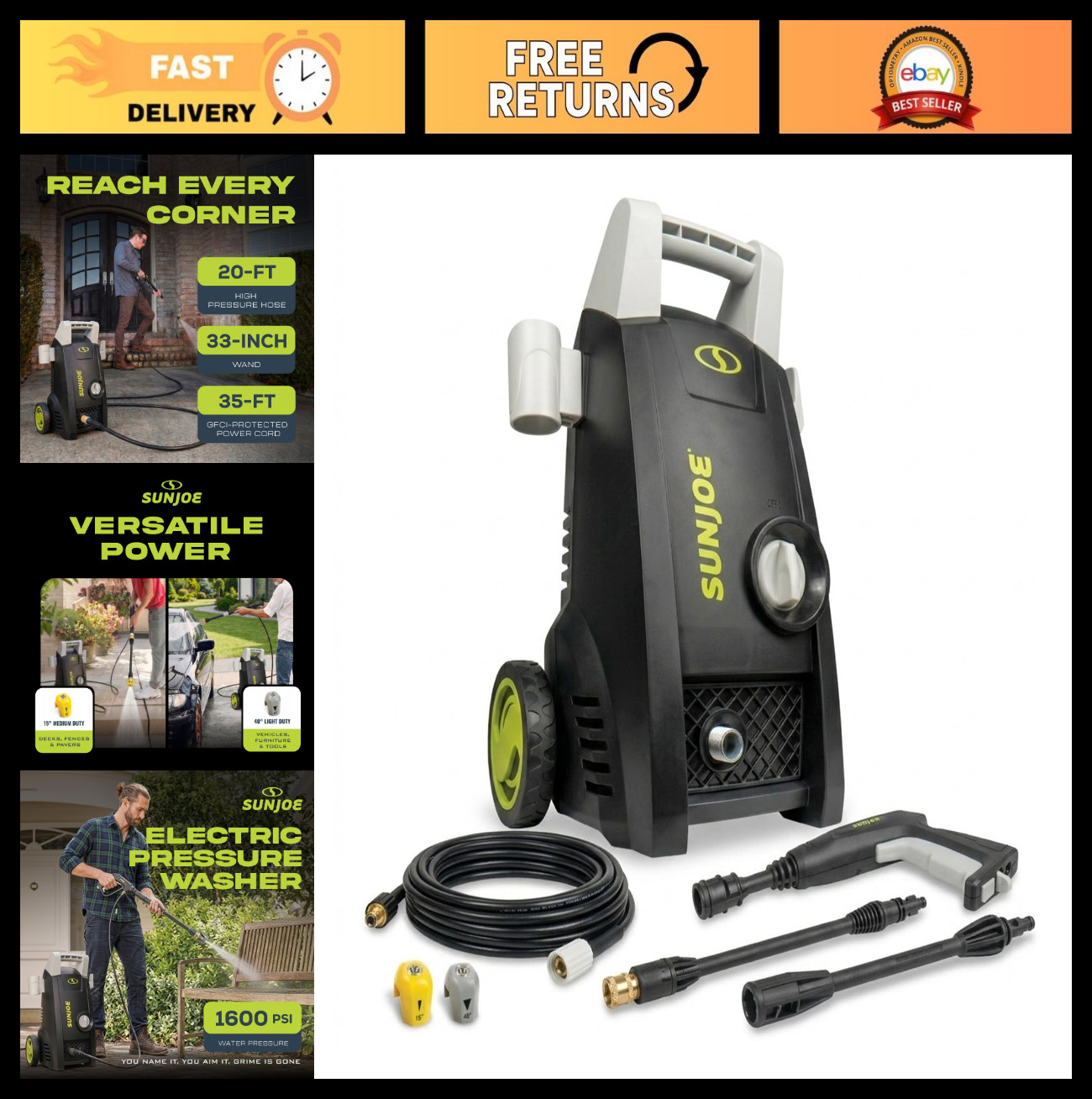 Electric Pressure Washer 11-Amp 1.1 GPM Portable Water Cleaner Adjustable Spray