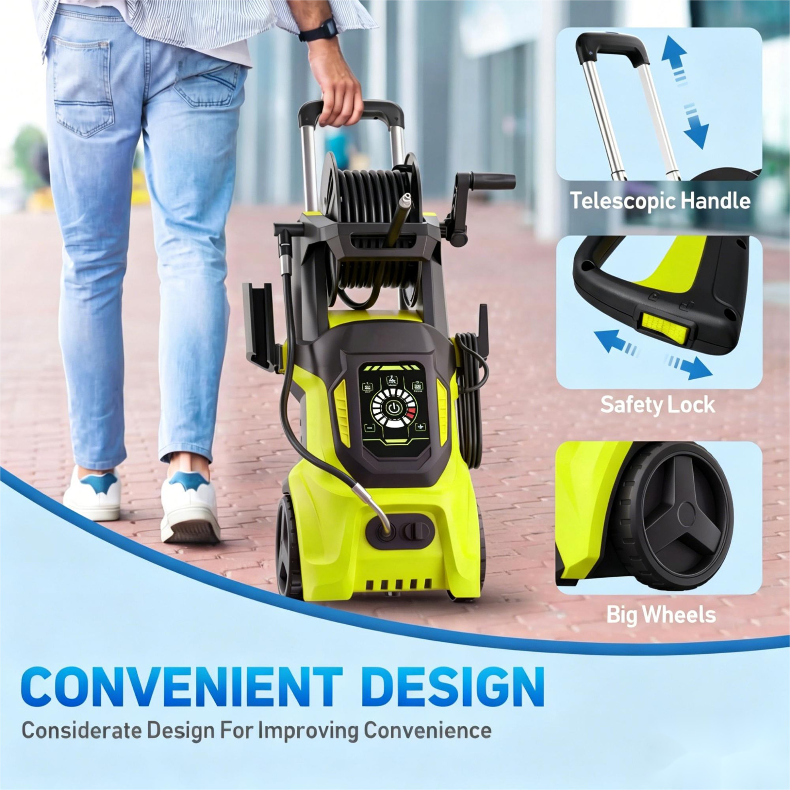 Pressure Washer 4500PSI-Max 3.2GPM with Adj-15-Level Touch Screen car,home,yard