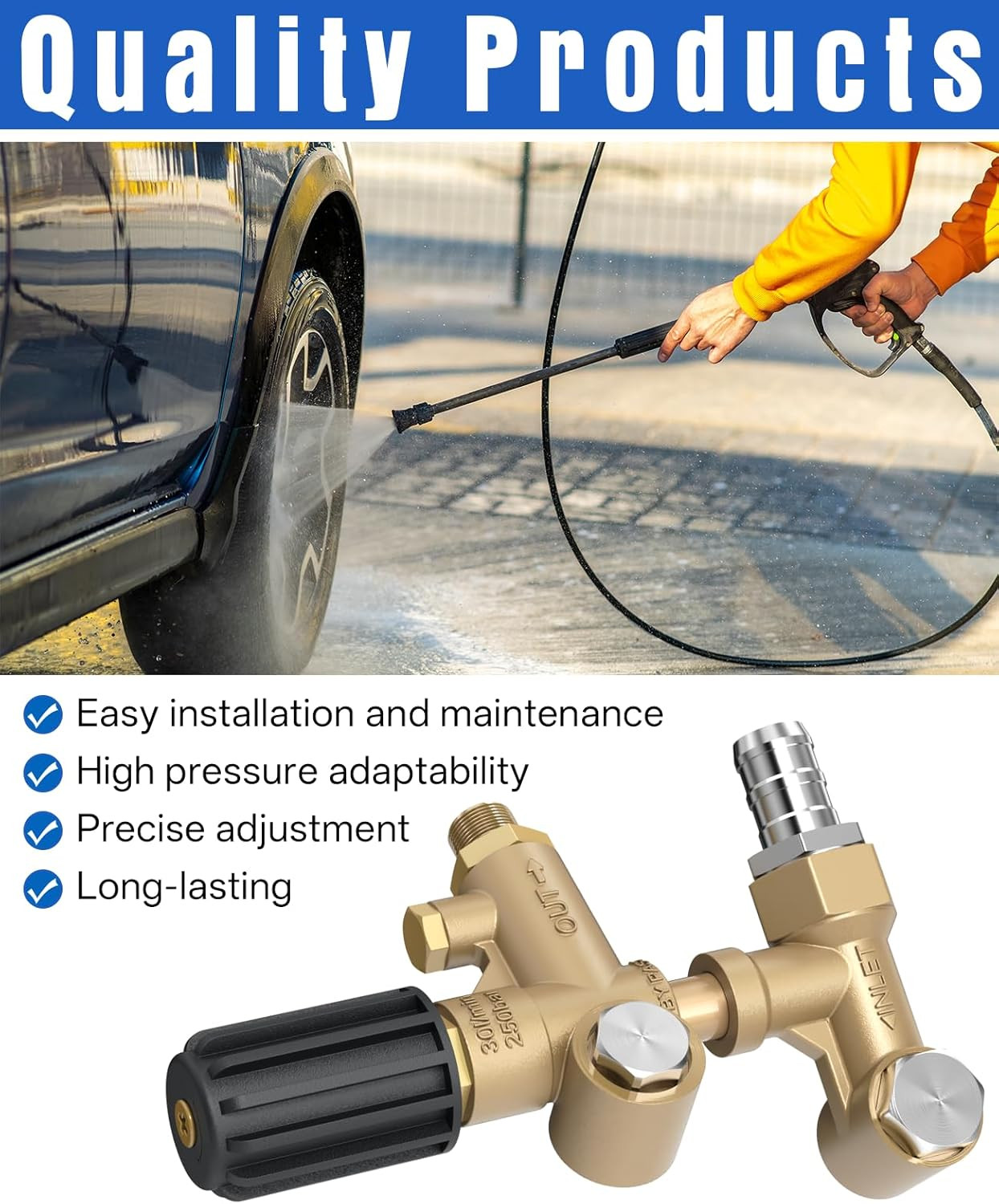Pressure Washer Pump Unloader Valve for Interpump RG & RGL Series – Compatible w