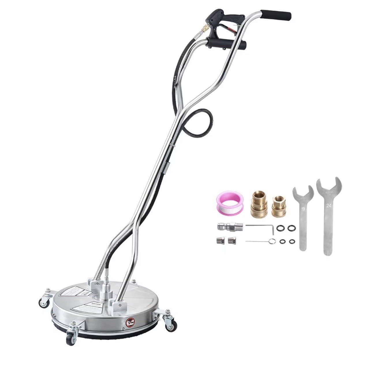 VEVOR 18″ Pressure Washer Surface Cleaner 4000PSI Stainless Steel w/ Dual Handle