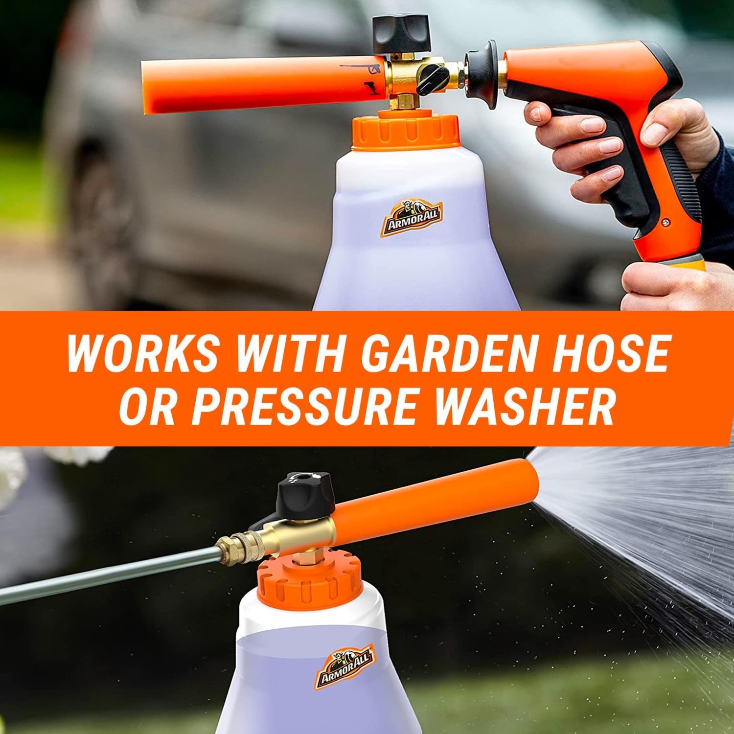 2-in-1 Foam Cannon Kit for Garden Hoses & Power Washers | 3-Piece Car Wash Set,