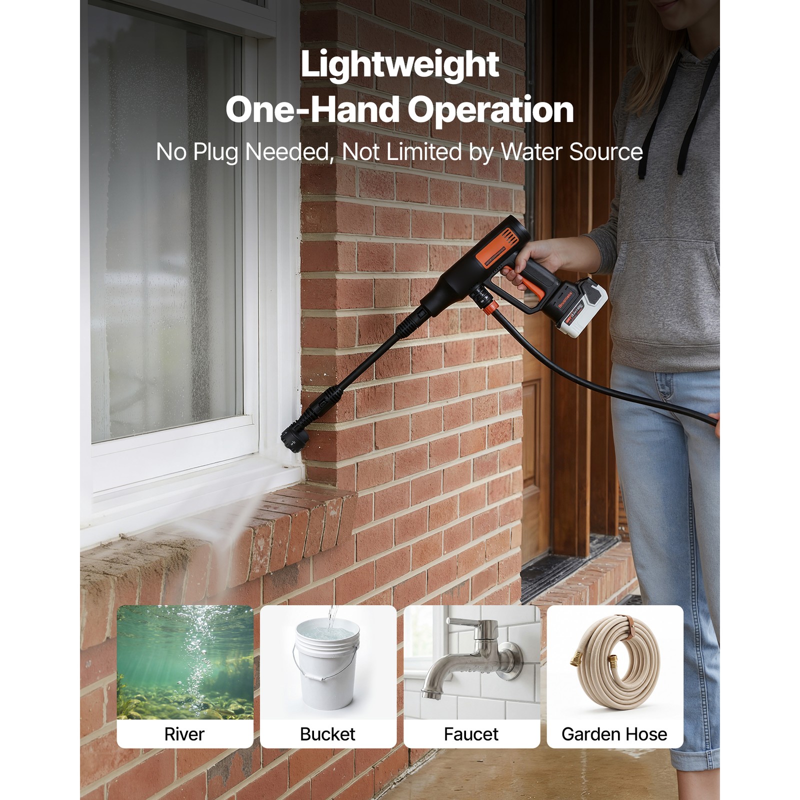 Uimoso Cordless Pressure Washer 1200PSI MAX with Brushless Motor Dual Batteries