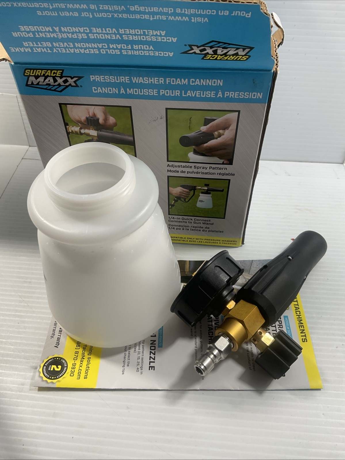 Surface Maxx Foam Cannon 3700 PSI Max – High Pressure Car Wash Soap Sprayer NIB