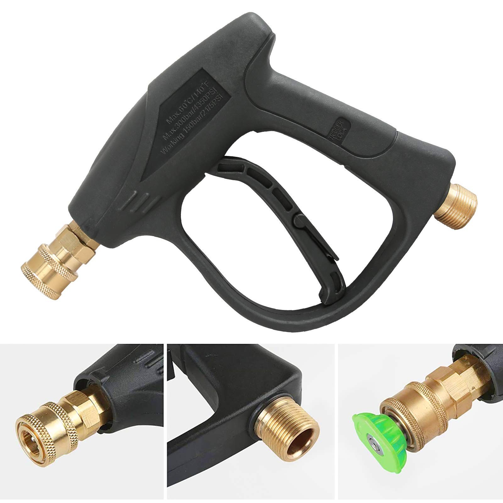 High Pressure Washer Gun 3000 PSI, 5 Color Quick Connect Nozzles, M22-14 Connect