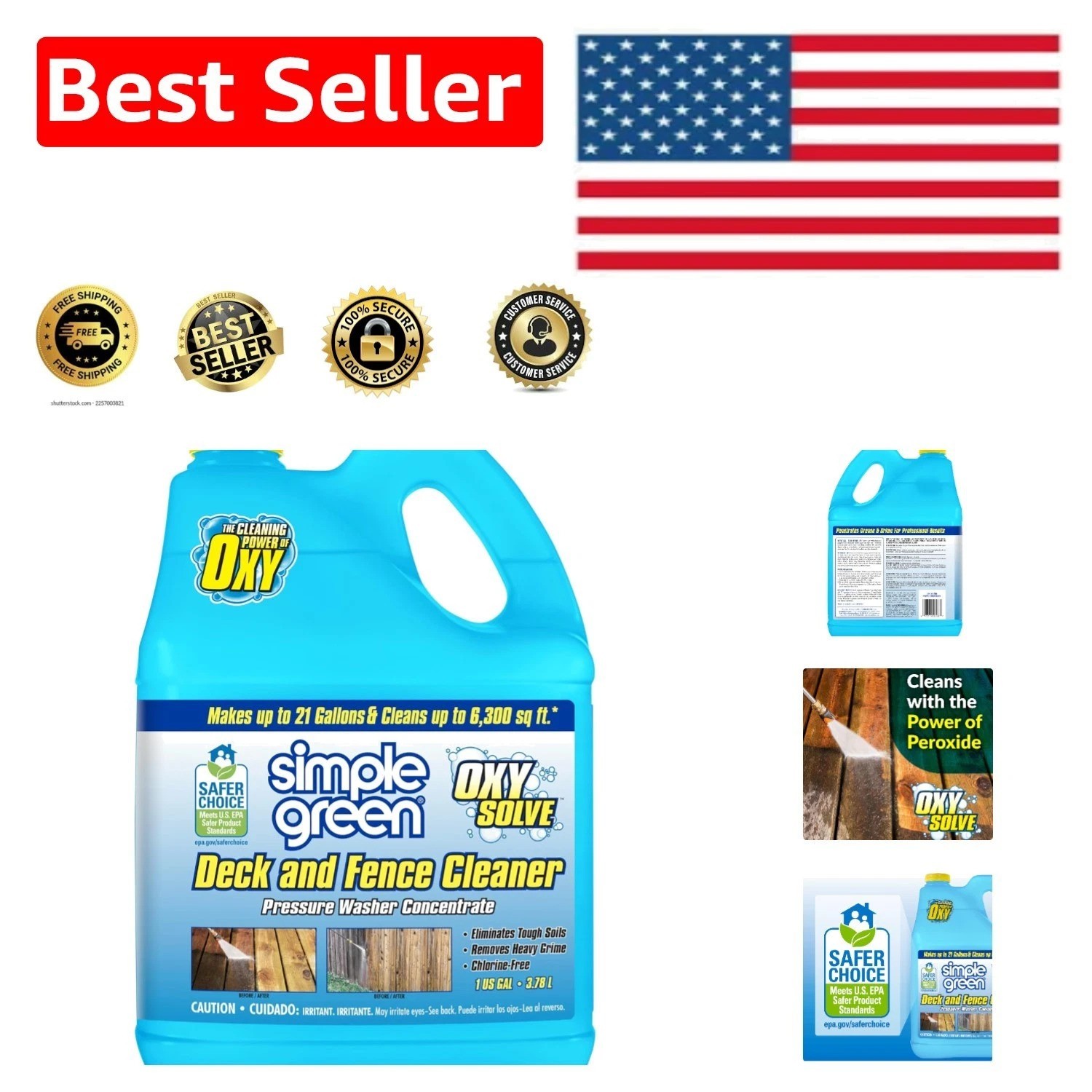 Oxy Solve Deck & Fence Cleaner – Eco-Friendly Pressure Washer Solution 128 Fl Oz