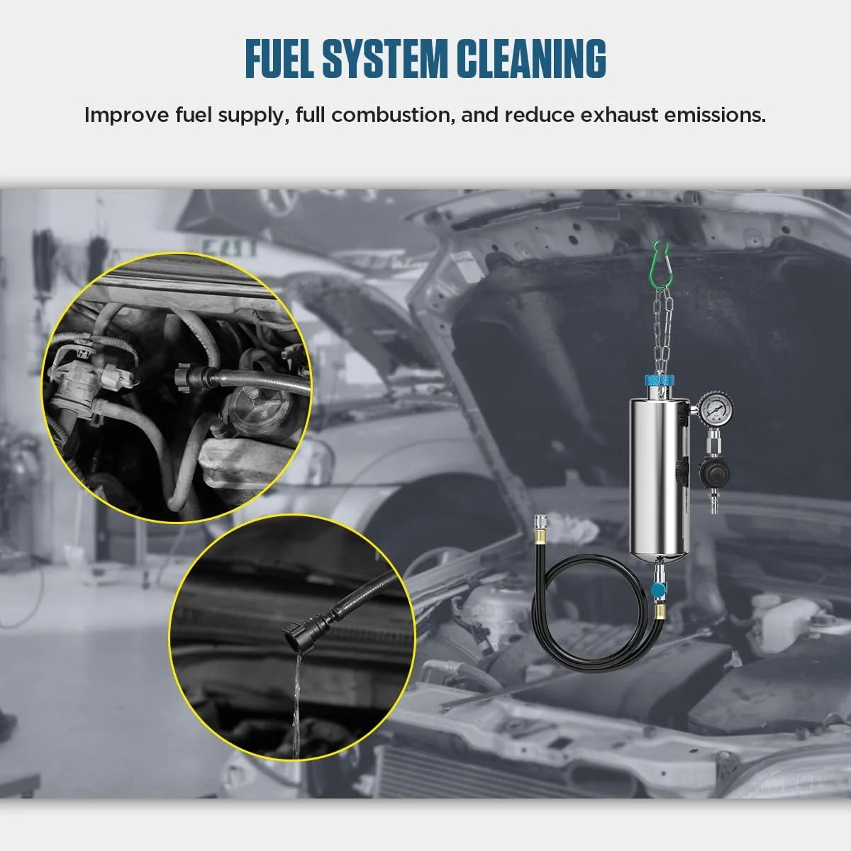 Fuel Injector Cleaner Tool Kit 1000ML 150PSI Disassembly-Free Fuel Injection Sys