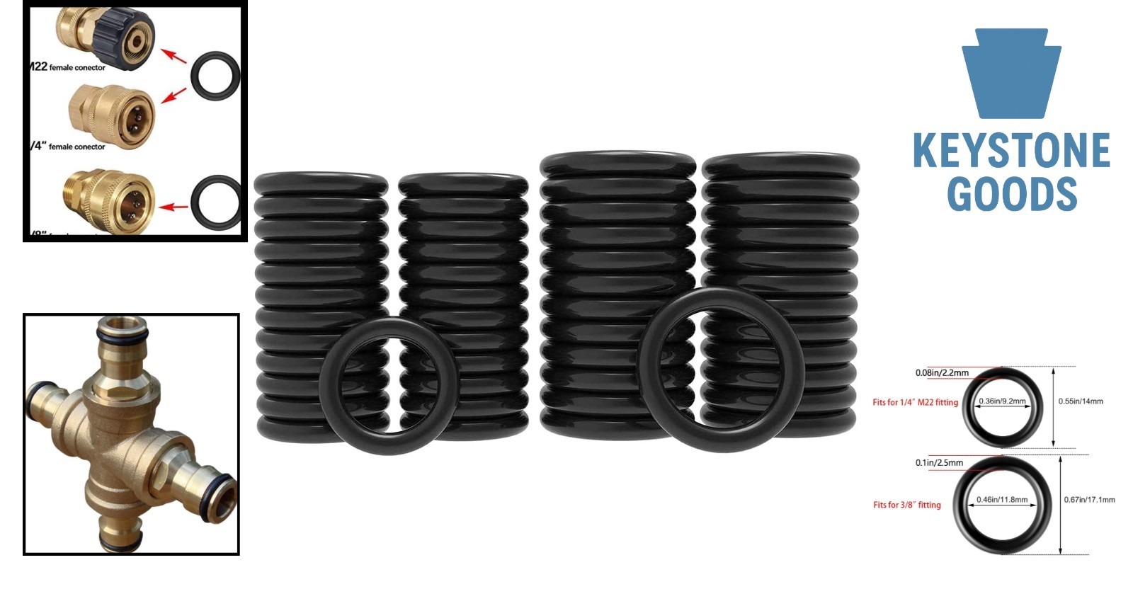 50-Pack Pressure Washer O-Rings Set for 1/4 & 3/8 Inch & M22 Quick Connects