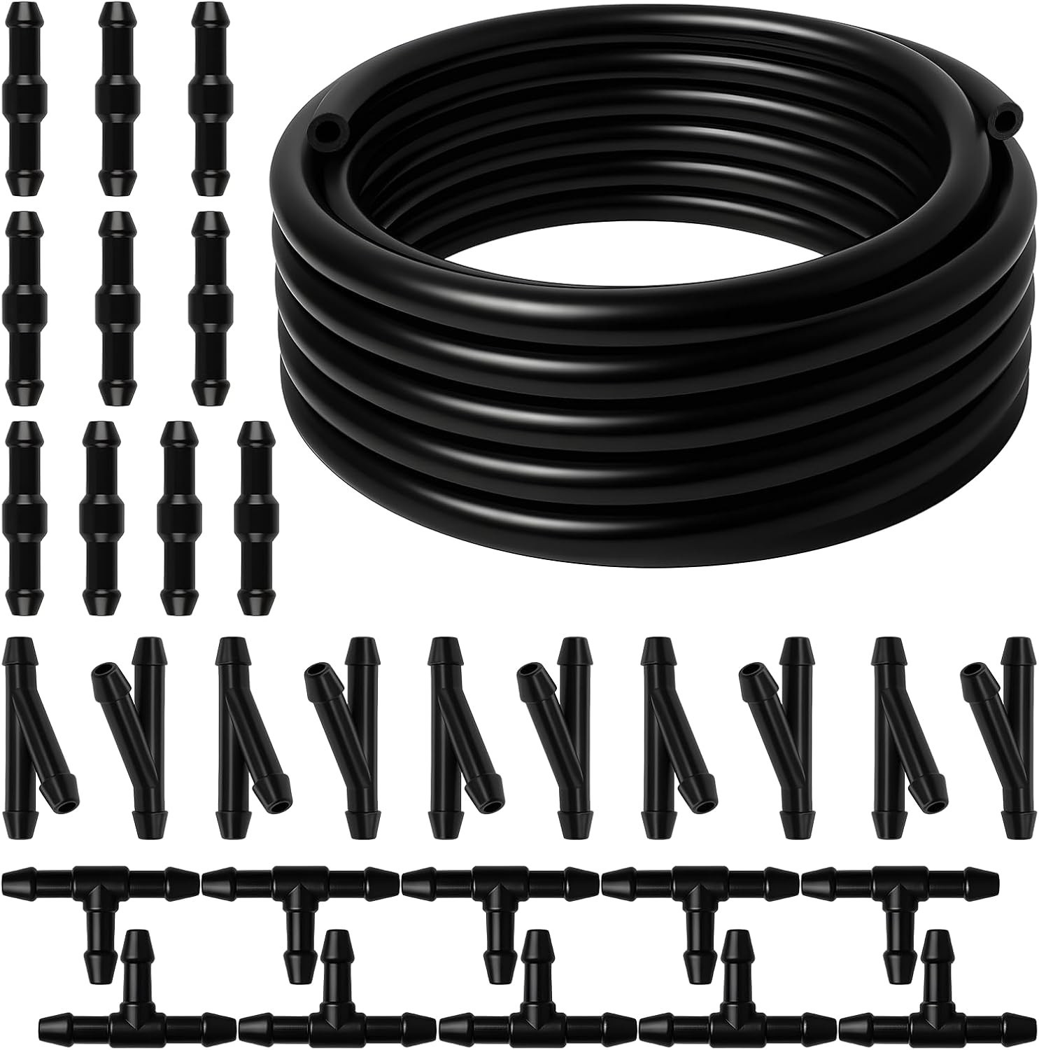 Windshield Washer Hose Kit, 4M Flexible Durable Rubber Washer Fluid Tubing & 30