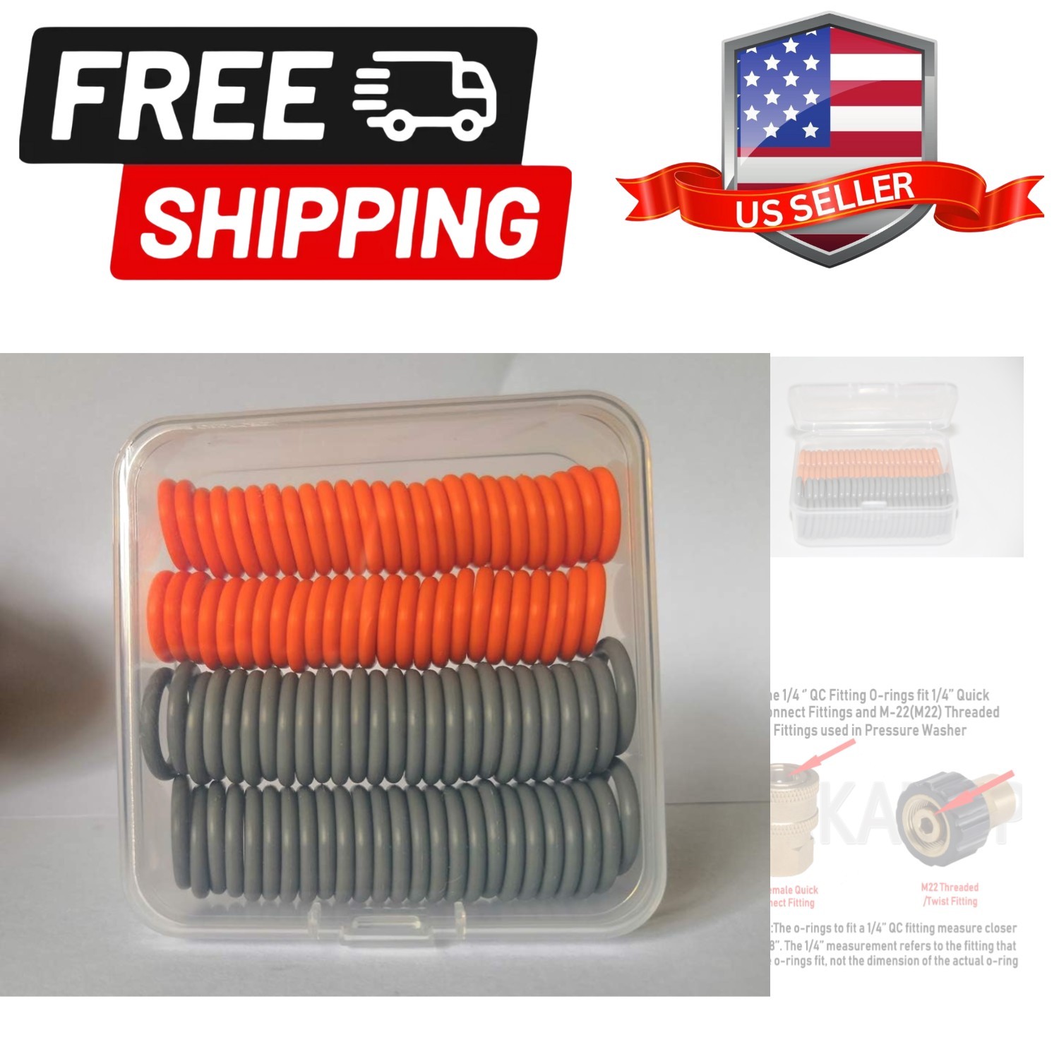 100pk New Pressure Washer O-Rings Seal Kits for 1/4″&3/8” Quick Coupler