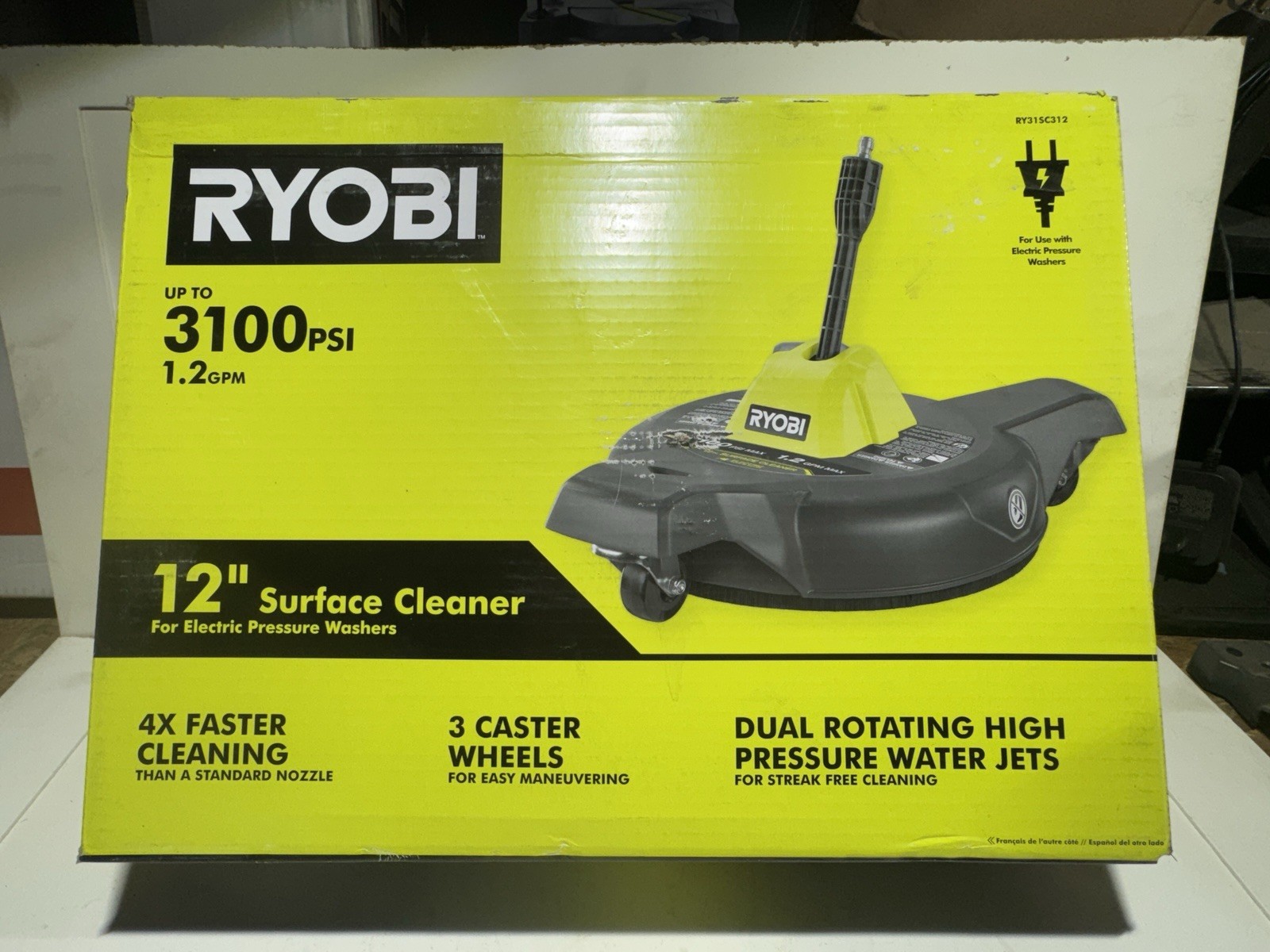 RYOBI 12″ 3100PSI Electric Pressure Washer Surface Cleaner Attachment RY31SC312