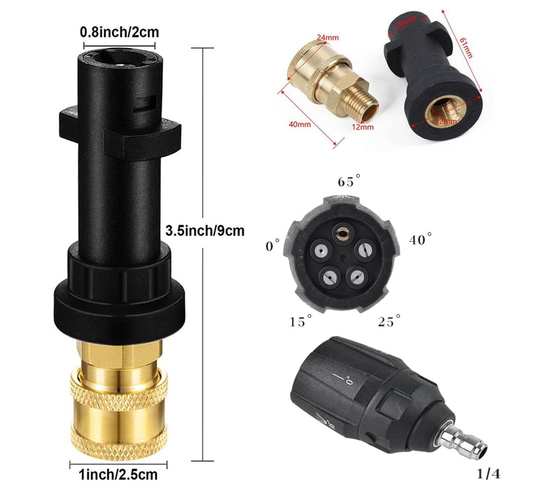 5 in 1 Pressure Washer Rotating Turbo Adjustable Nozzle Tip 4000 psi and 1/4’…