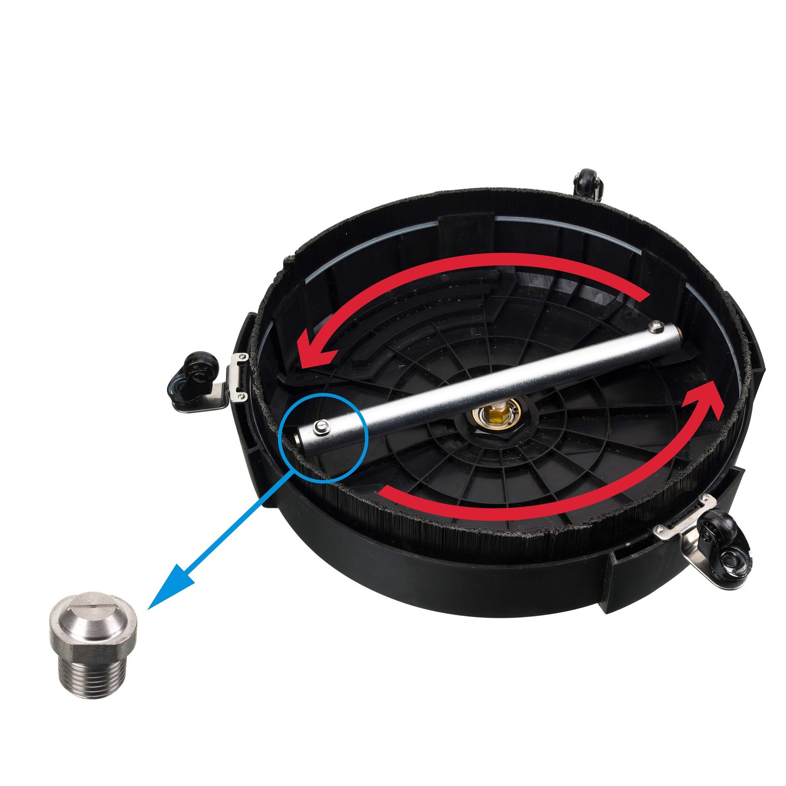 15 Inch Pressure Washer Surface Cleaner With 3 Wheels 2 Extension Wands Surface