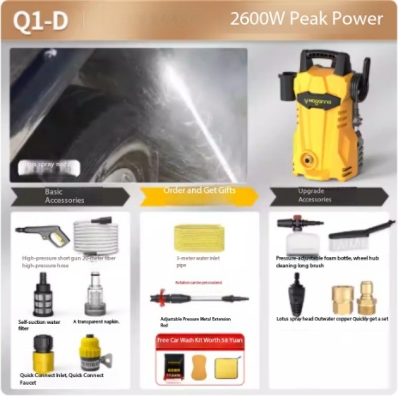 Car Wash Machine High-Pressure 220V Water Gun Floor Cleaning Pressure Pump Brush