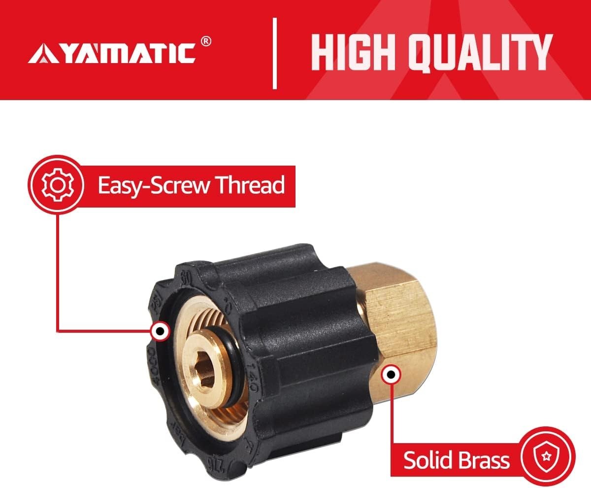 Power Washer Adapter, M22-14mm to 1/4″ NPT, Brass Connector