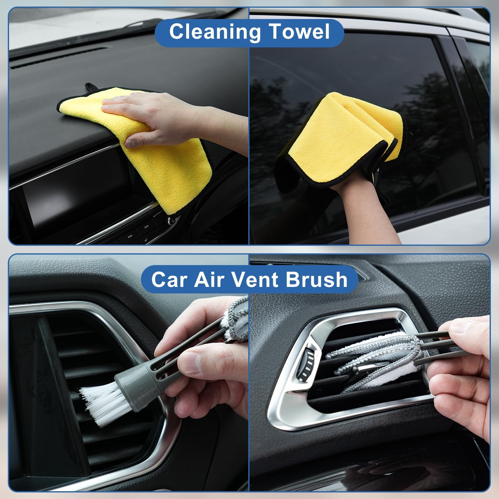 Viewsun Windshield Cleaner Tool, 13Pcs Car Interior Cleaning Kit, Grey