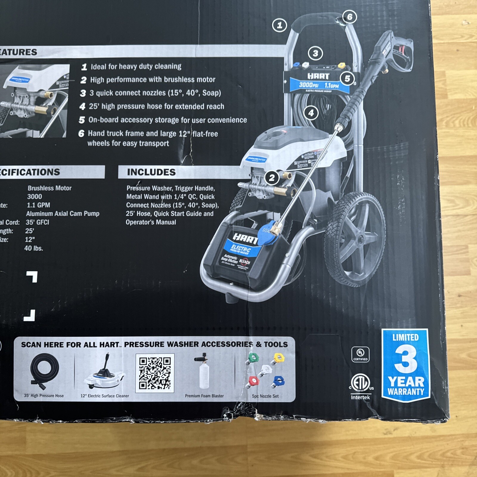 Hart HW143011VNM 3000PSI 1.1 GPM Cold Water Electric Pressure Washer (FVS027561)