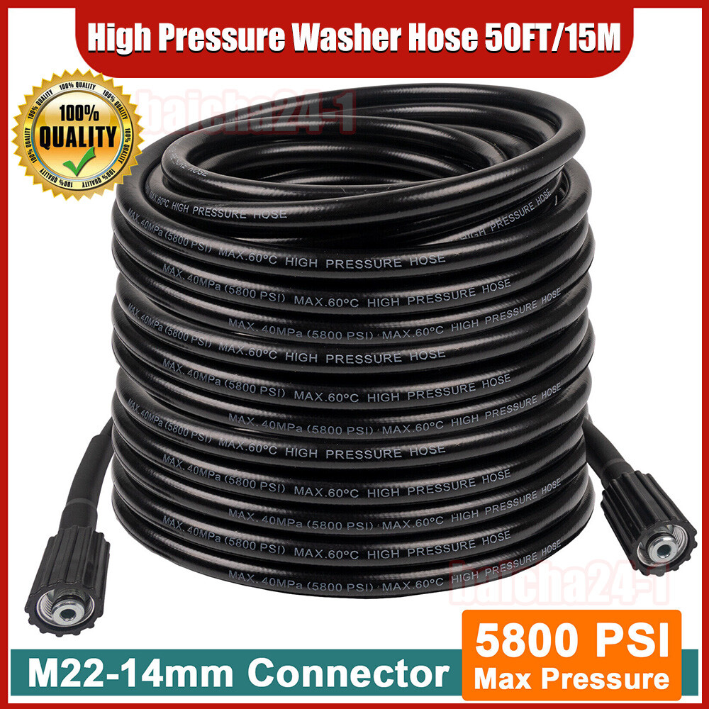 50 FT High Pressure Washer Hose 5800 PSI M22-14MM Power Washer Extension Hose US