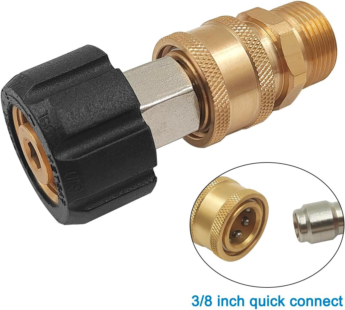 5 Pcs Pressure Washer Spray Nozzles + 2 M22 14Mm Quick Connect Kit + 10 O-Rings