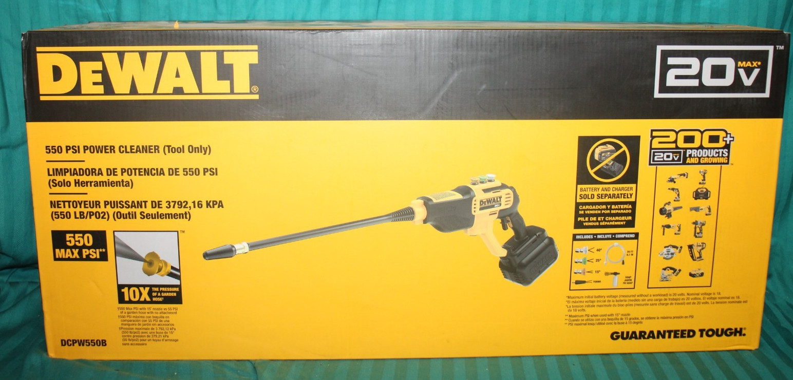 DEWALT DCPW550B 20V 550 PSI Power Cleaner Pressure Washer