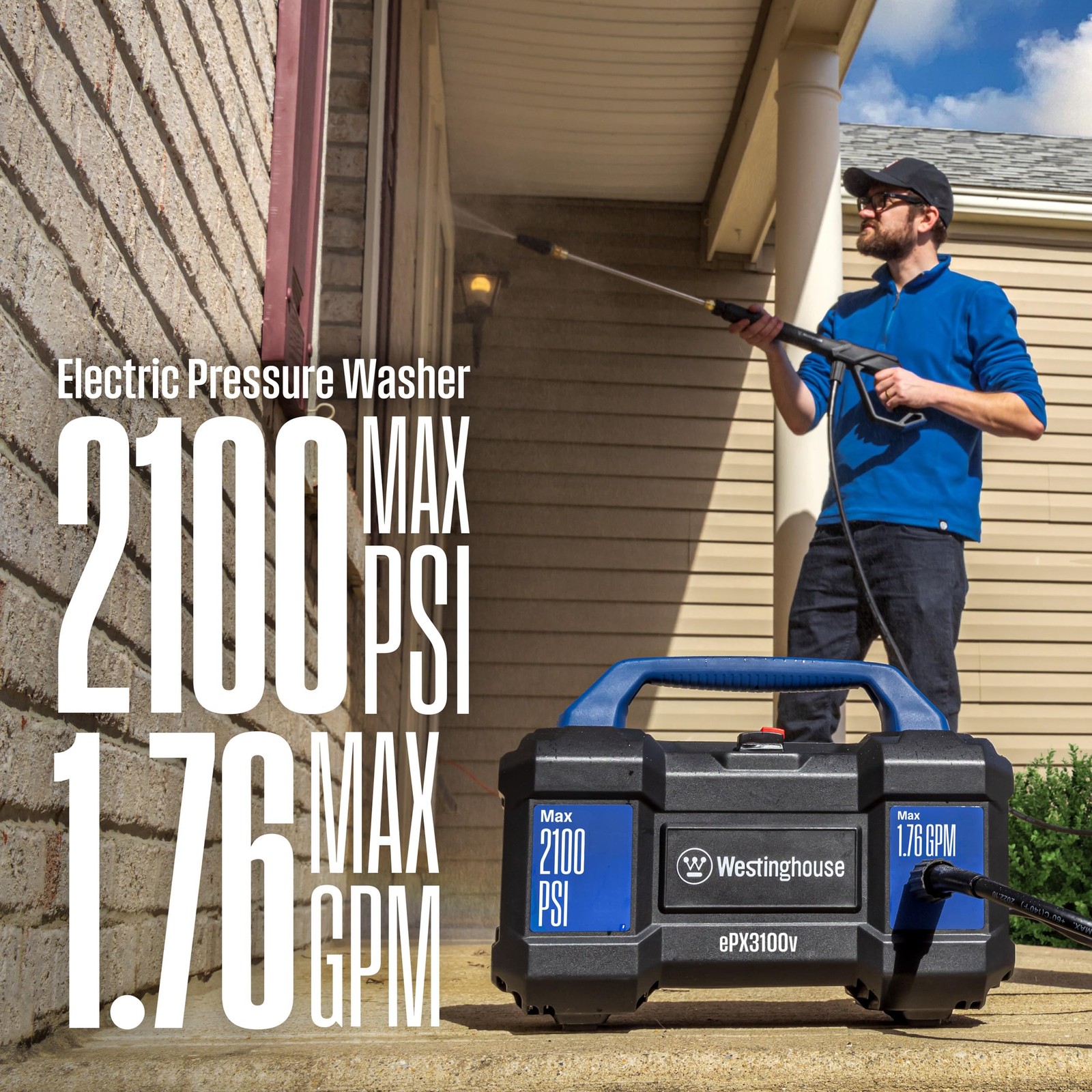 Westinghouse ePX3100v Electric Pressure Washer 2100 PSI 1.76 GPM w/Hose