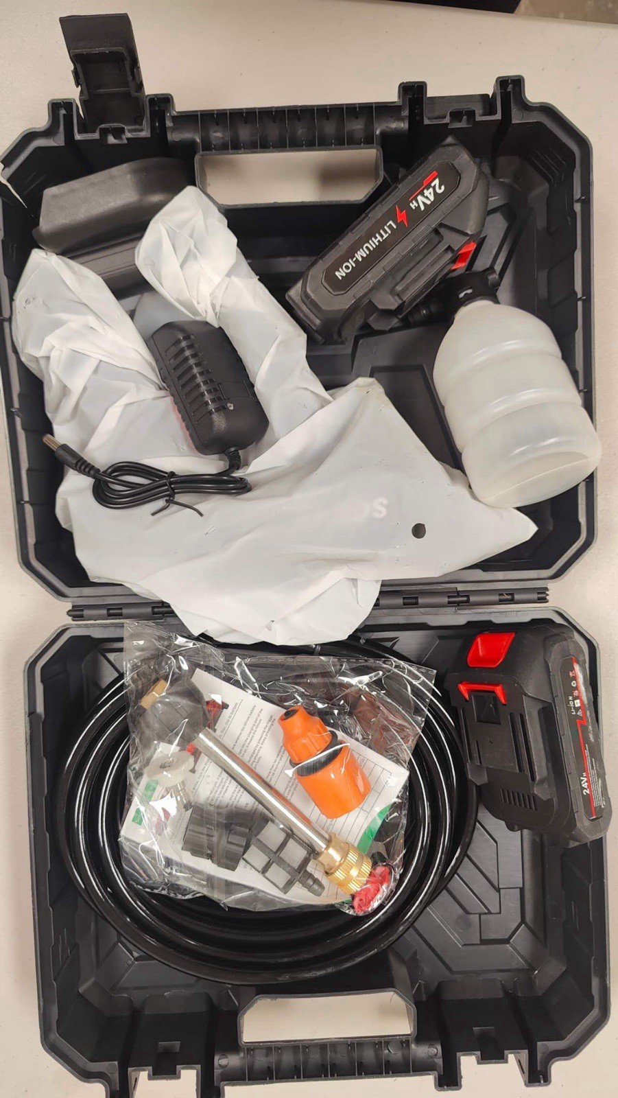 24V Cordless Pressure Washer Kit Battery Charger Hose Gun Soap Bottle
