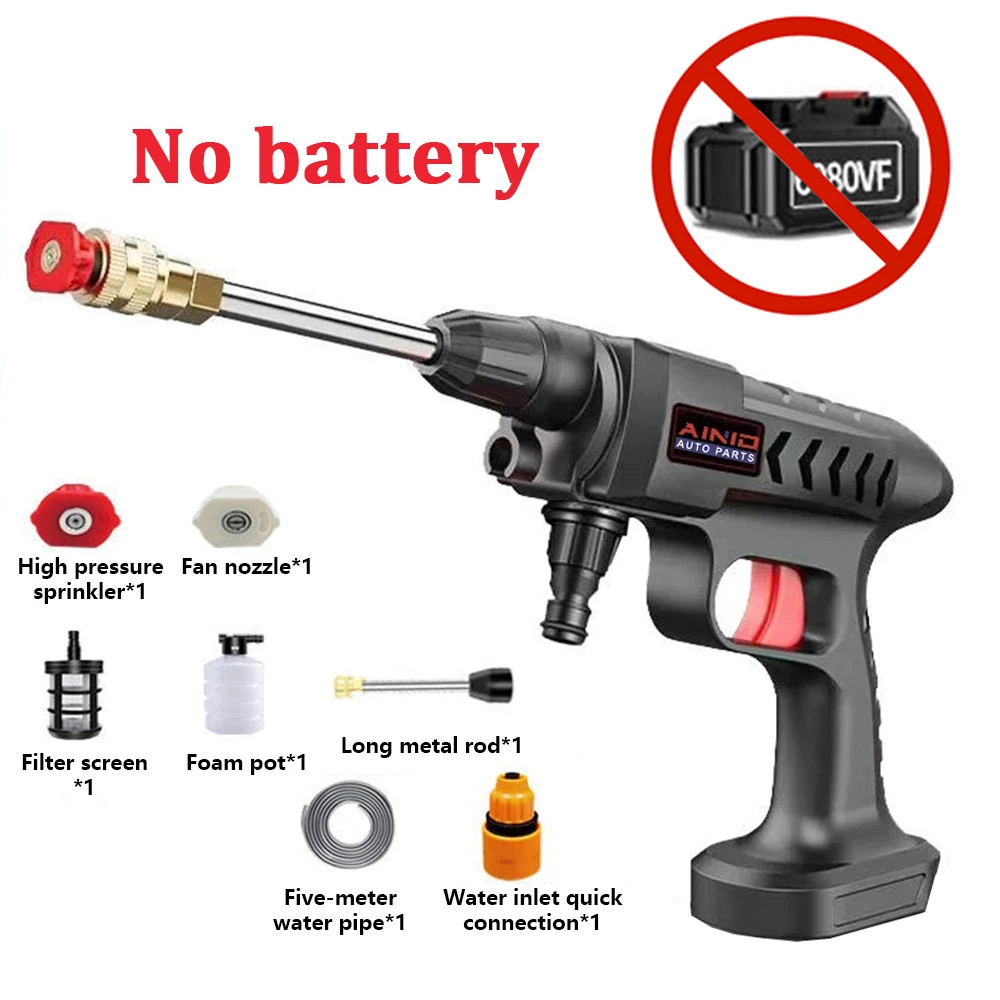 60BAR Wireless High Pressure Car Wash Water Gun Self Priming 300W Cleaner