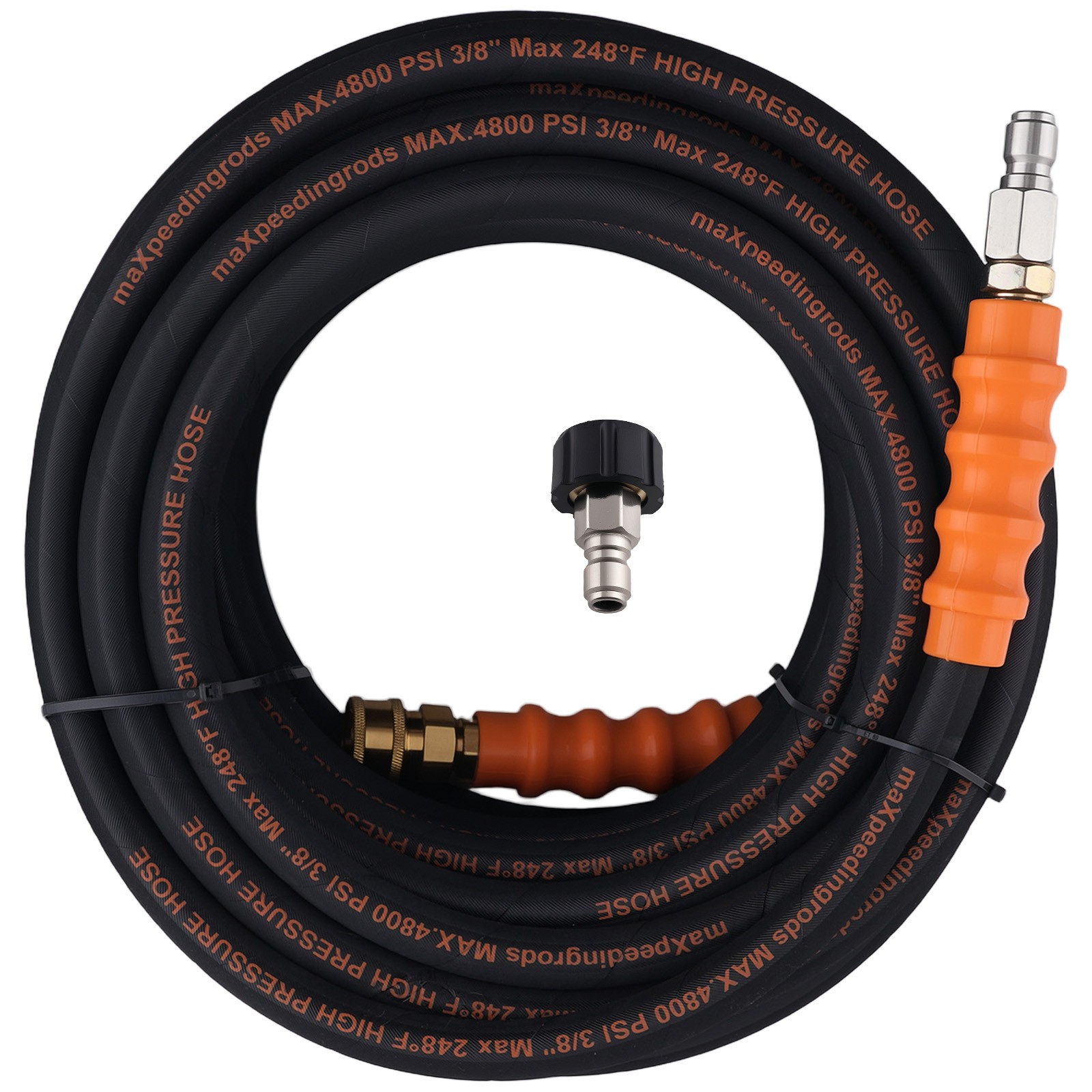 3/8″ Quick Connect Pressure Washer Hose 75FT 4800PSI Max 248°F Steel Wire Braid