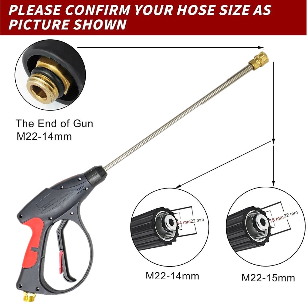 High Pressure 4000PSI Car Power Washer Gun Spray Wand Lance Nozzle and Hose Kit