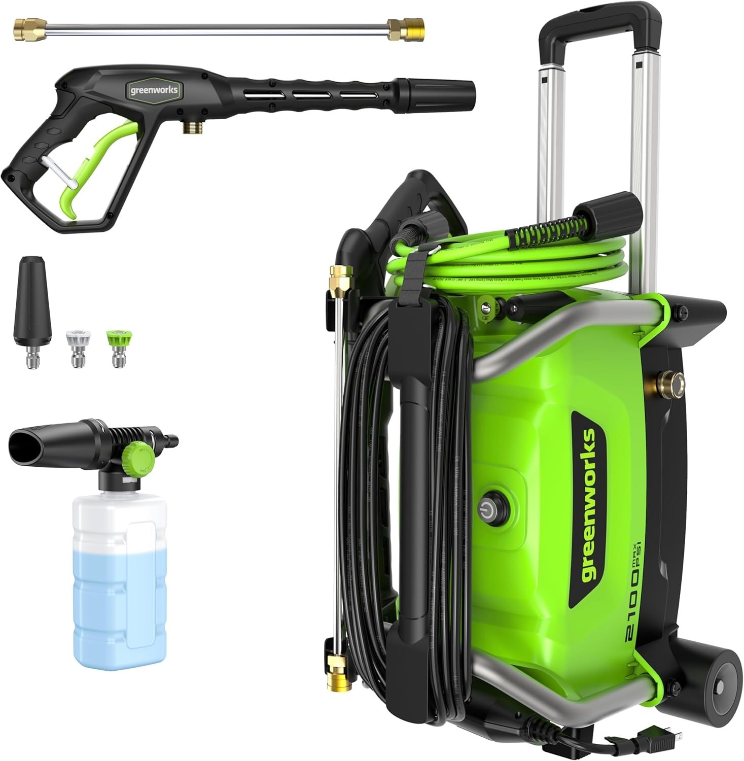 High-Performance 2100 PSI Corded Pressure Washer with 25-Foot Hose & Accessories