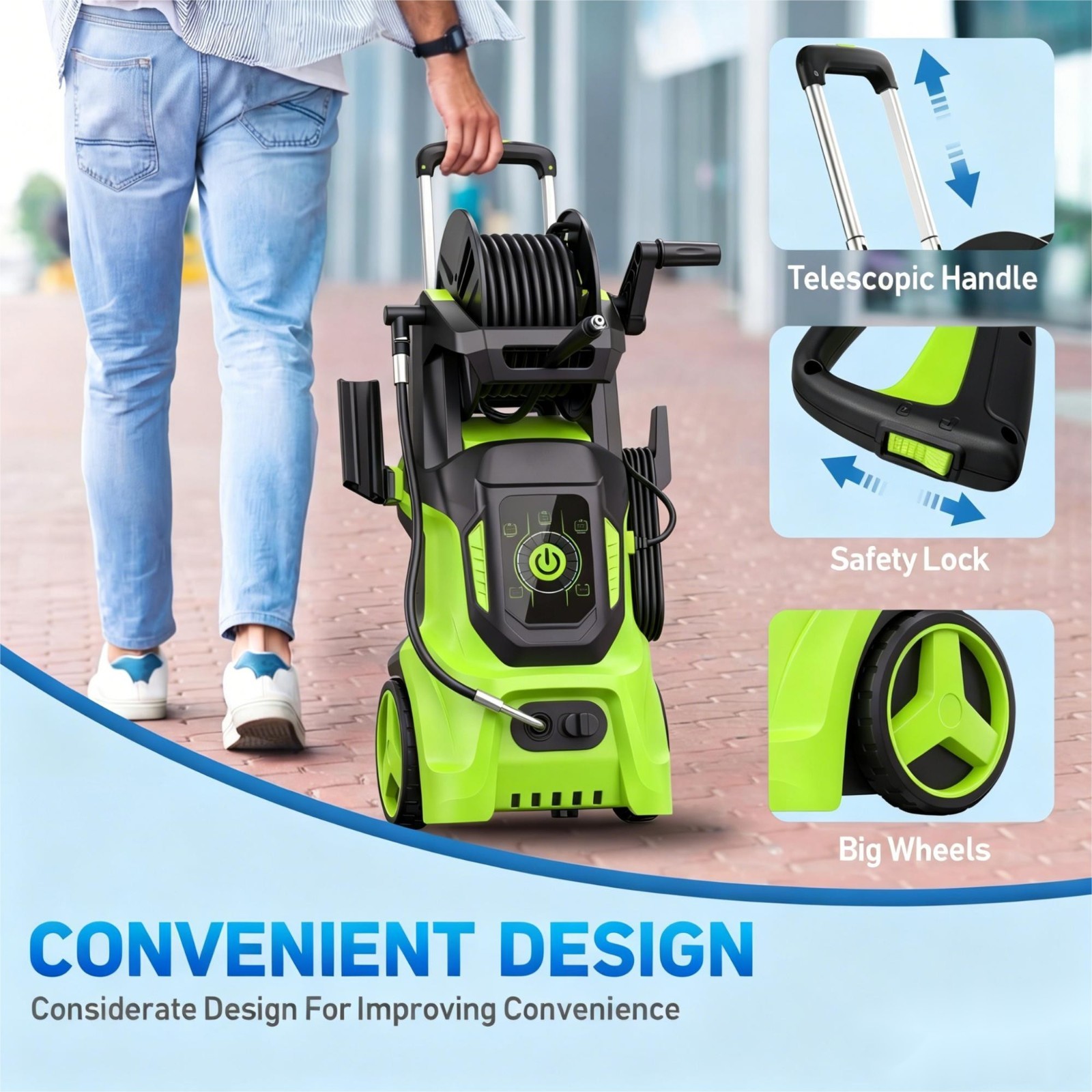 Pressure Washer 4500PSI 3.8GPM, 15-Level Touchscreen, Soap Tank, for Yard