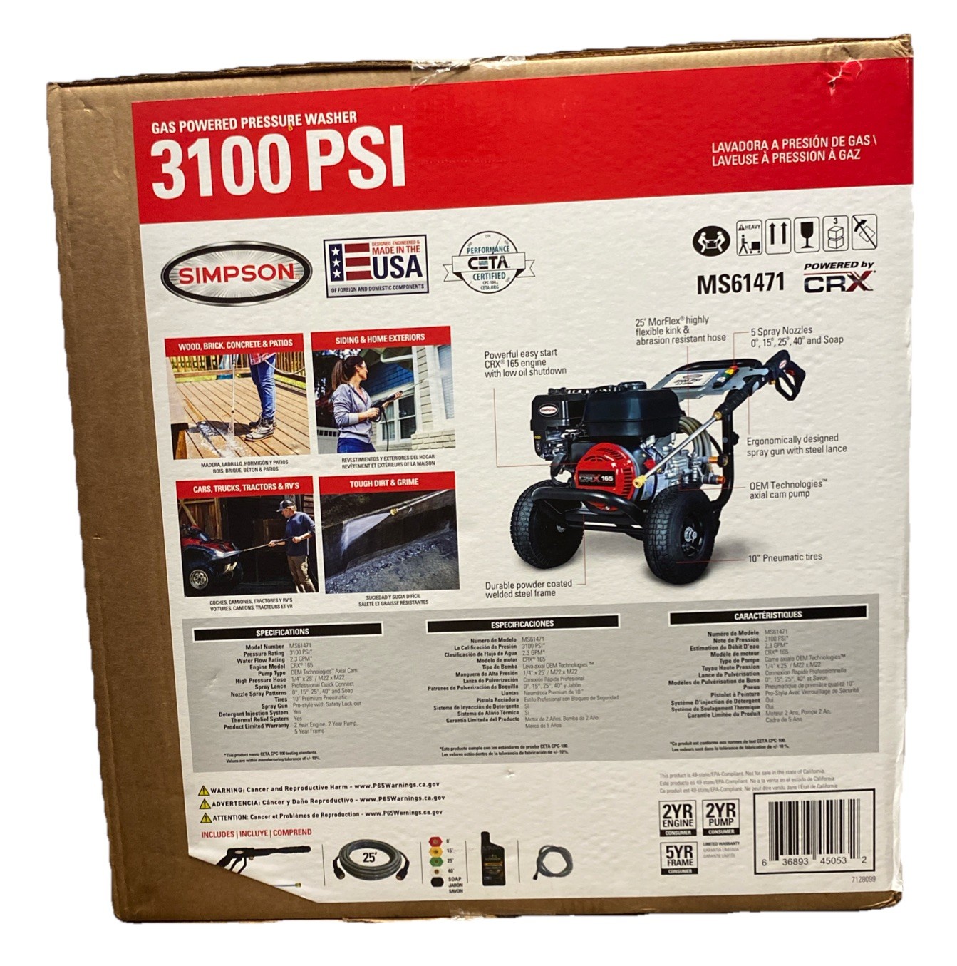 NEW SIMPSON 3,100 PSI 2.3 GPM MegaShot Residential Gas Pressure Washer MS61217