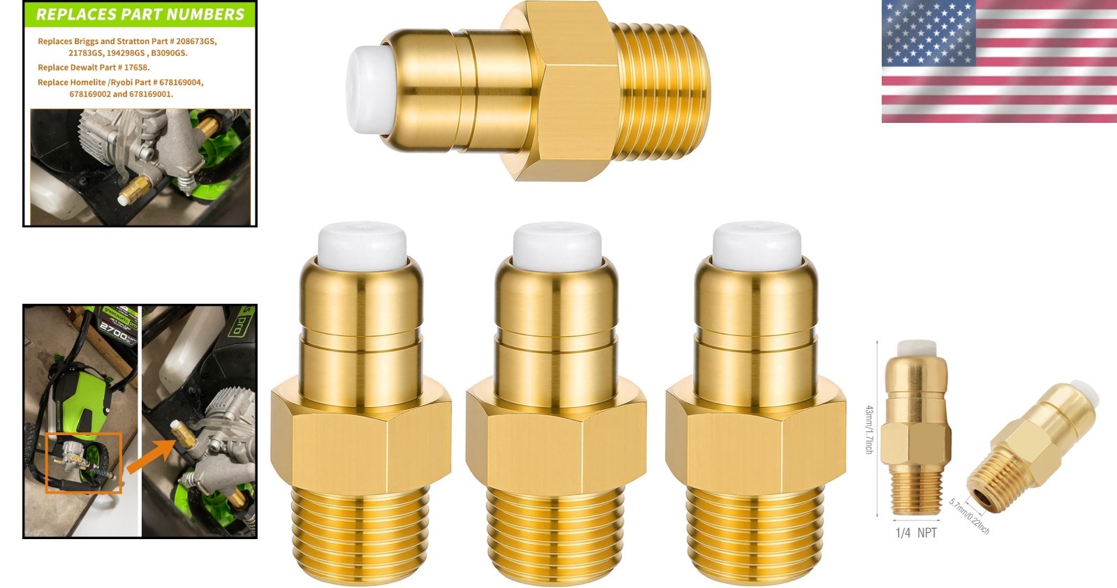 4-Piece Thermal Relief Valve Set – Essential for Safe Pressure Washer Operation