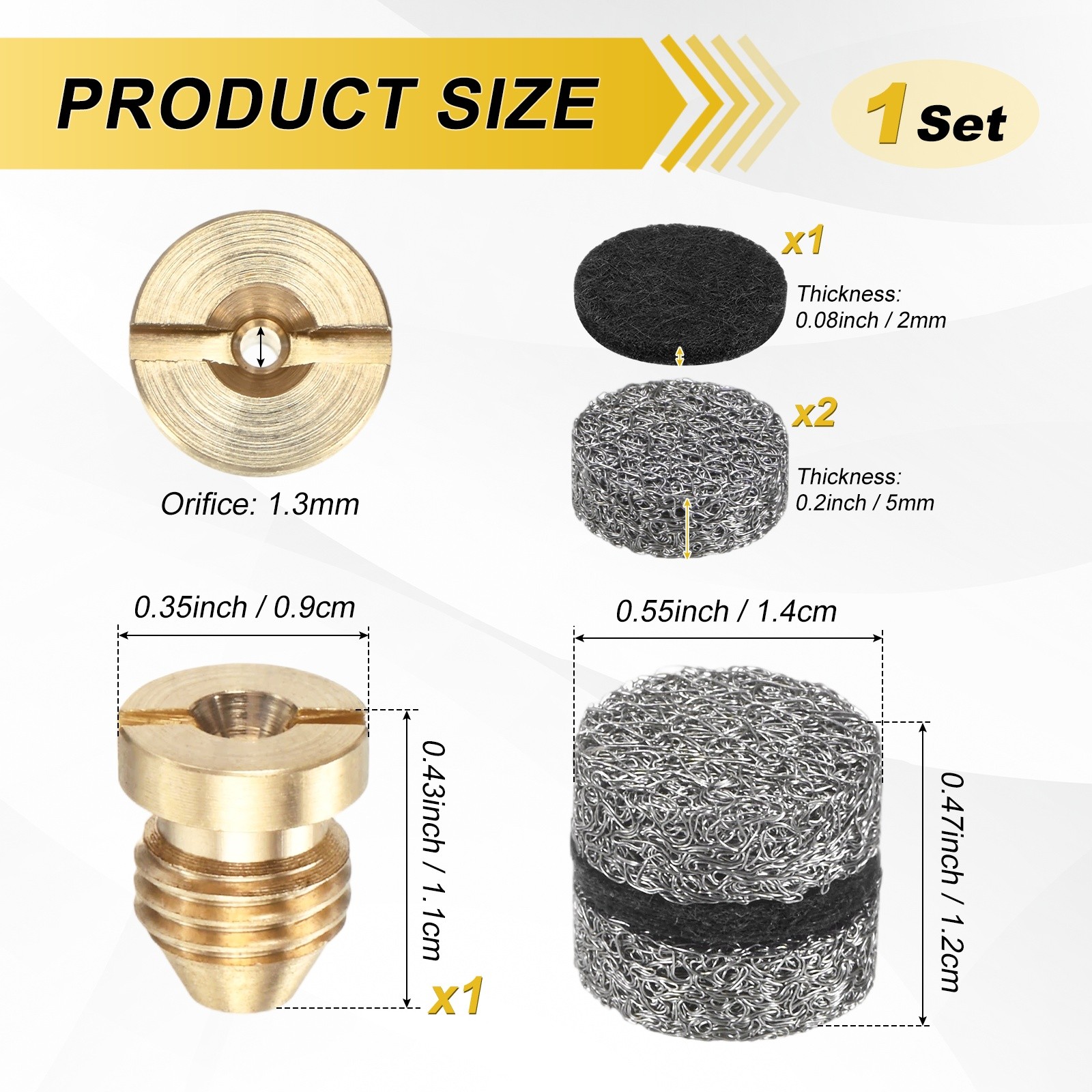 1-Set 1.3mm Copper Orifice Foam Cannon Nozzle and Three Layer Foam Maker Meshes
