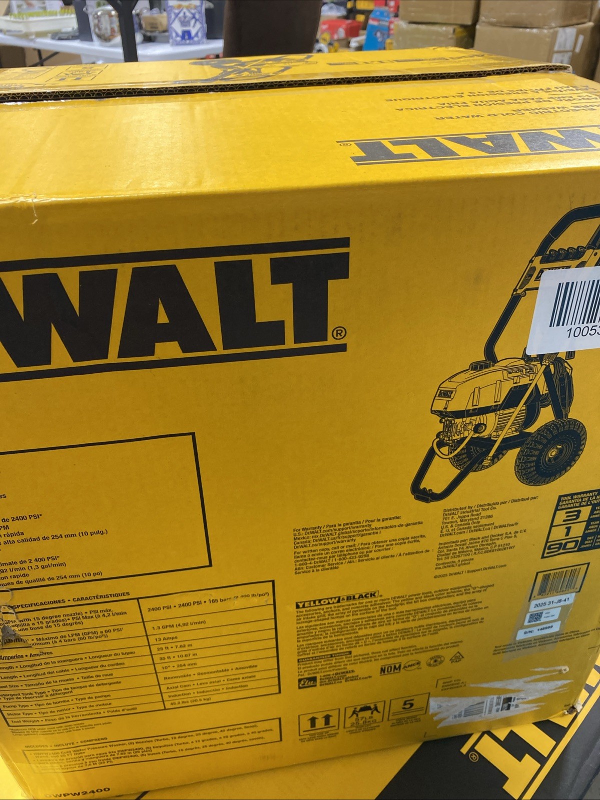 DeWalt DWPW2400 Electric Cold Water Pressure Washer, 2400 Max Psi At 1.1 Gpm