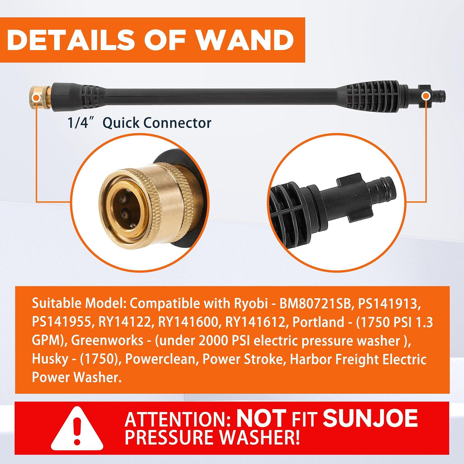 Pressure Washer Wand Replacement with 5 Spray Pressure Washer Nozzle Tips, 16 In