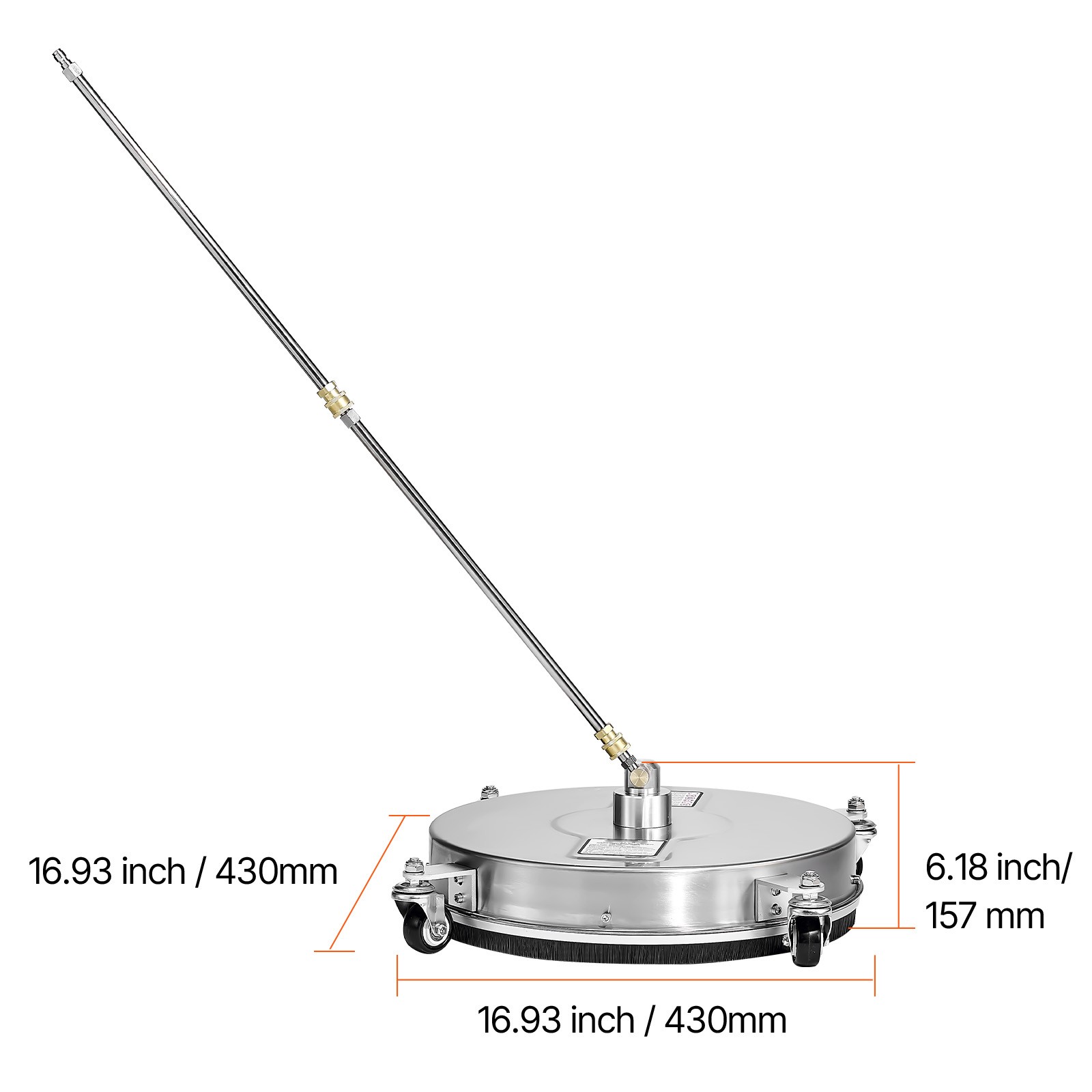 Uimoso 16.5″Pressure Washer Surface Cleaner 4Wheels Stainless Steel 4000 Max PSI