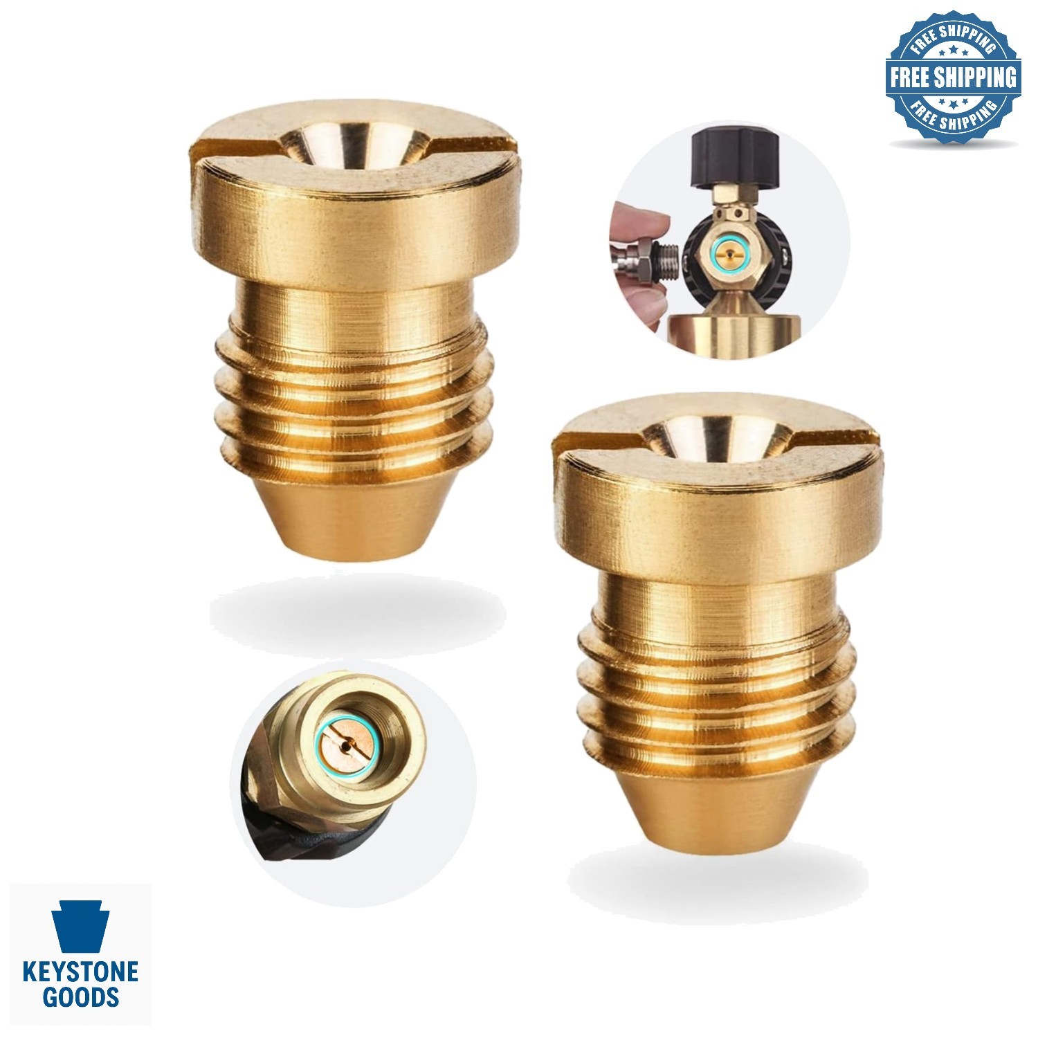 2 Pack Brass 1.1mm Foam Cannon Orifice Nozzles for High-Pressure Snow Foam Lance