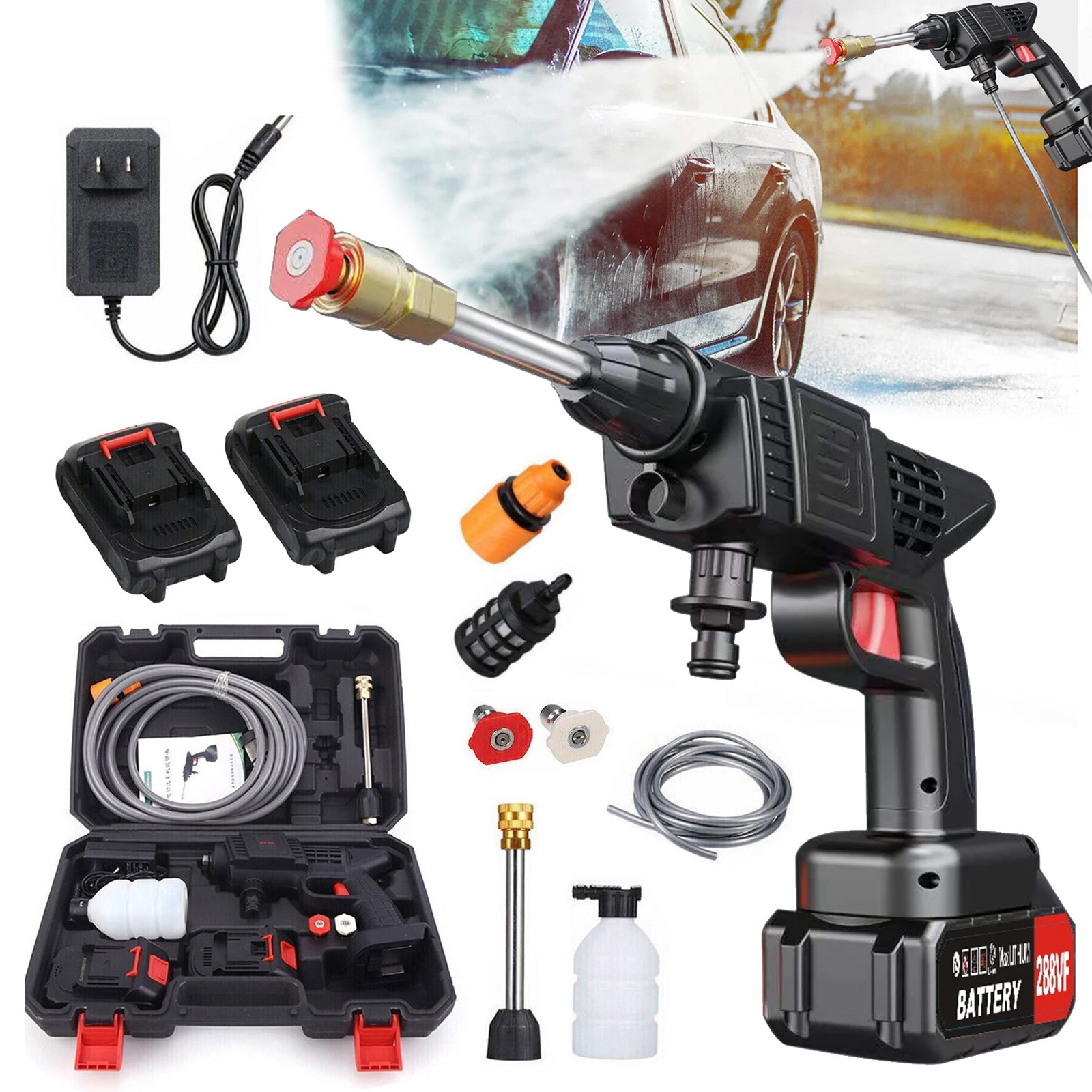 Portable Cordless Electric High Pressure Water Spray Car Gun Washer Cleaner Yard