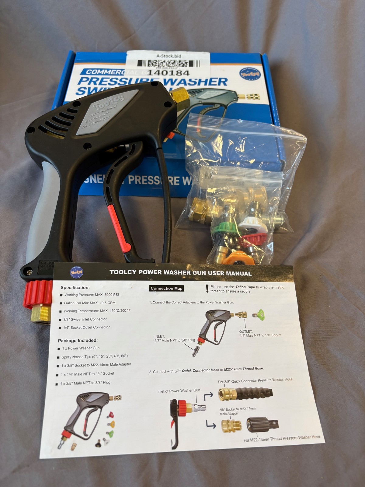 Toolcy Commercial Grade Pressure Wash Gun Sprayer Cleaner Multi Spray 5000psi