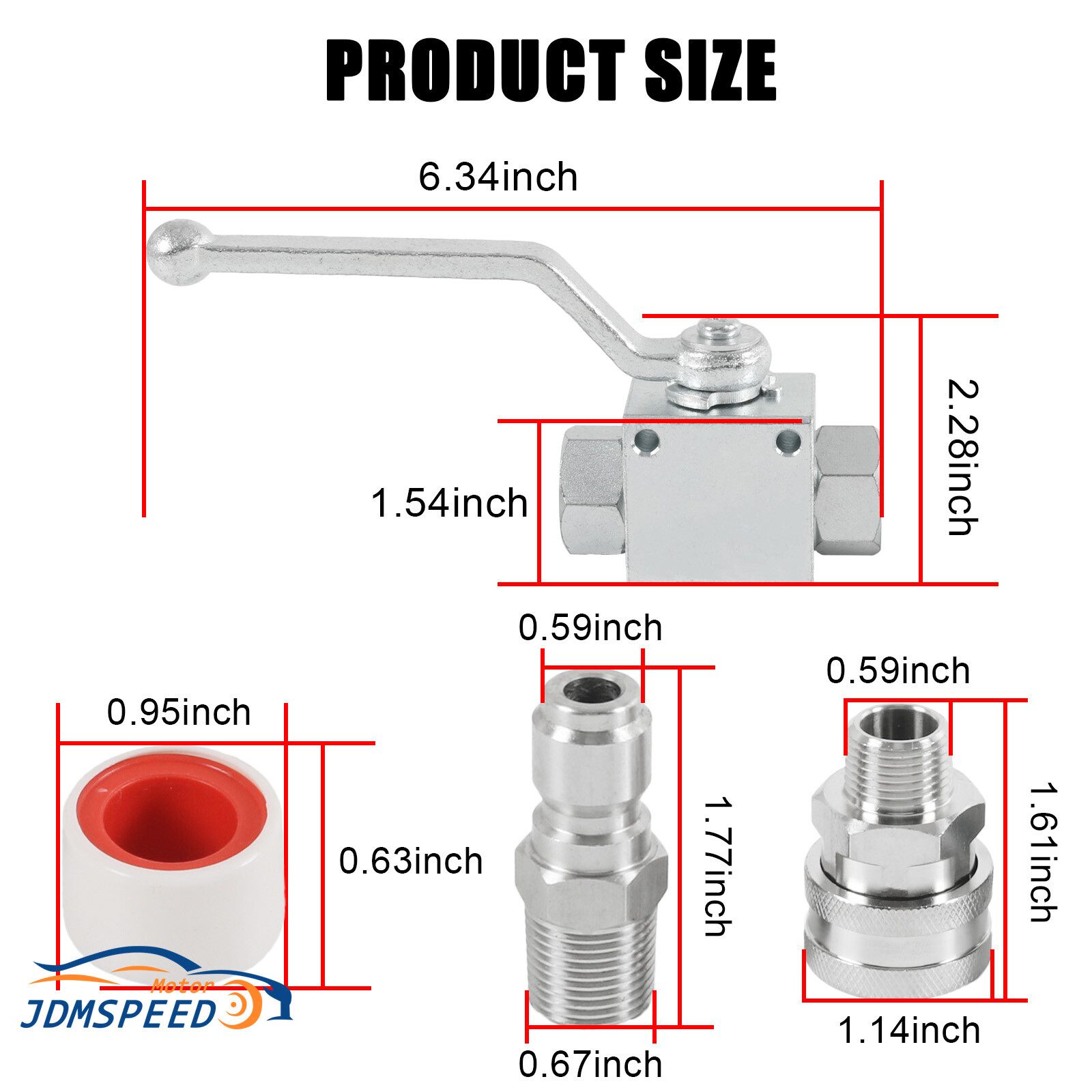 NEW Steel High Pressure Washer Ball Valve Kit 3/8 Inch Quick Connect 4500 PSI