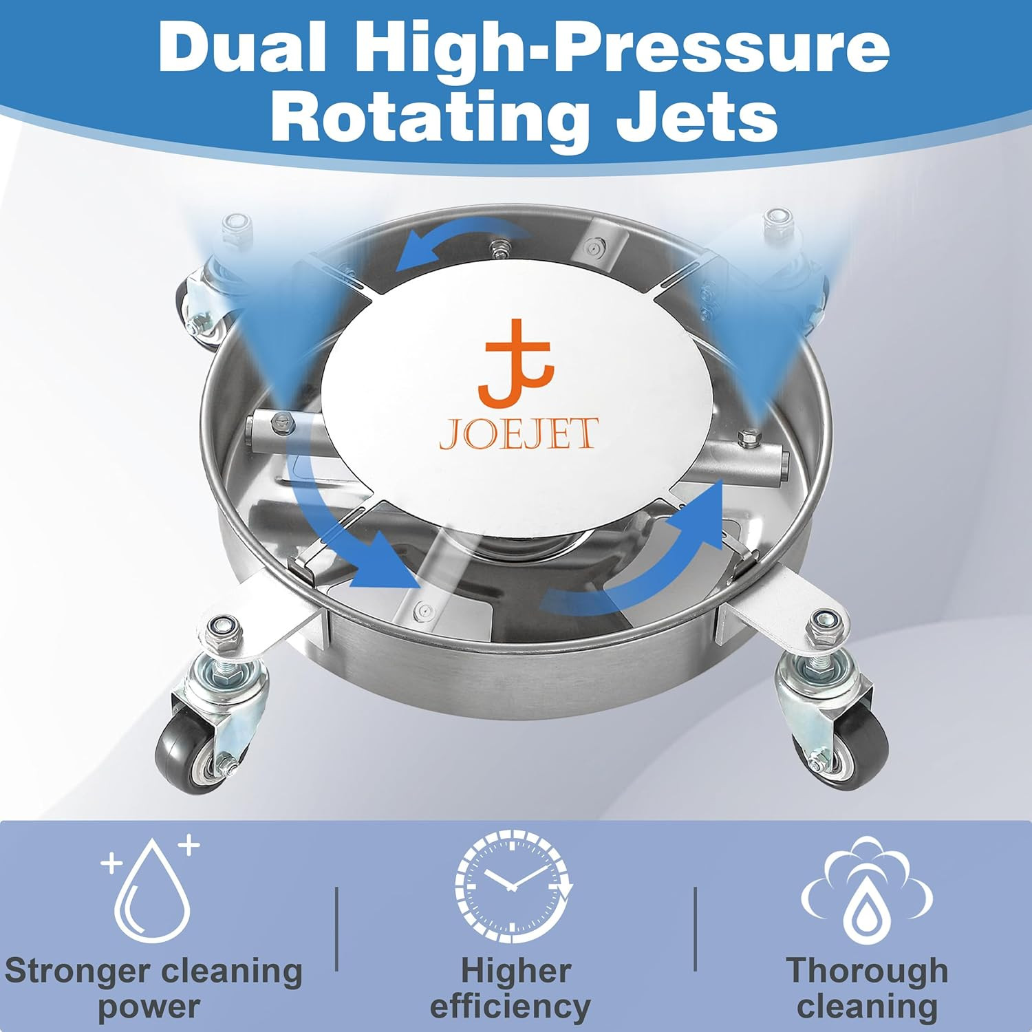 JOEJET Undercarriage Pressure Washer Attachment, Undercarriage Cleaner with 4 Wh