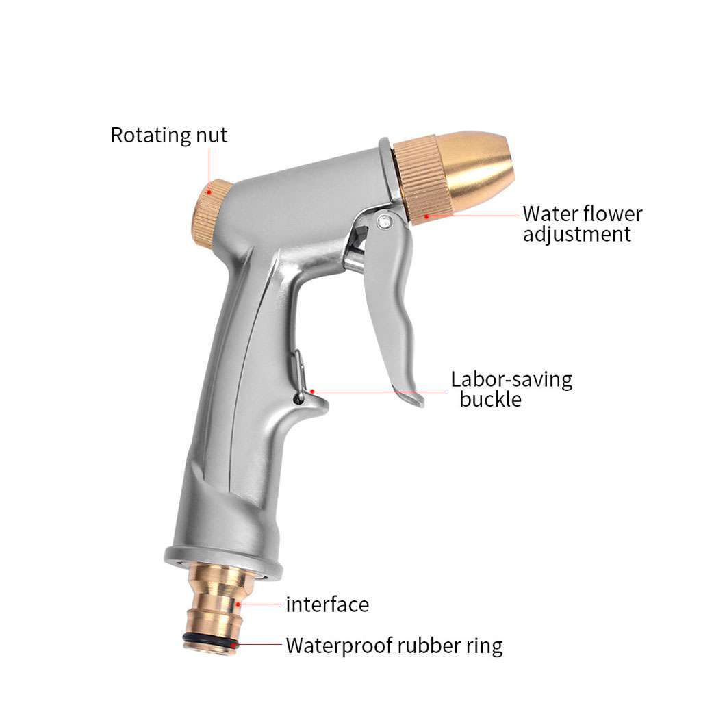 High Pressure Water Spray Gun Metal Brass Nozzle Wash Hose Pipe Car Garden Lawn
