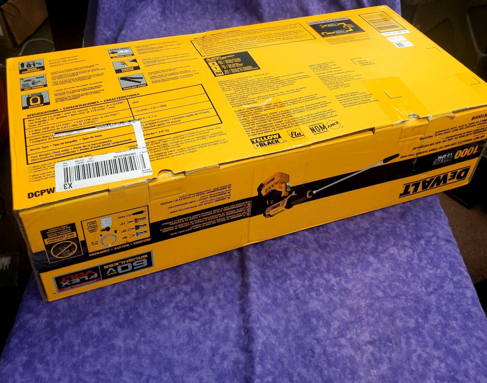 💥NEW SEALED💥DEWALT DCPW1000B 60V FLEXVOLT 1000 PSI CORDLESS PRESSURE WASHER