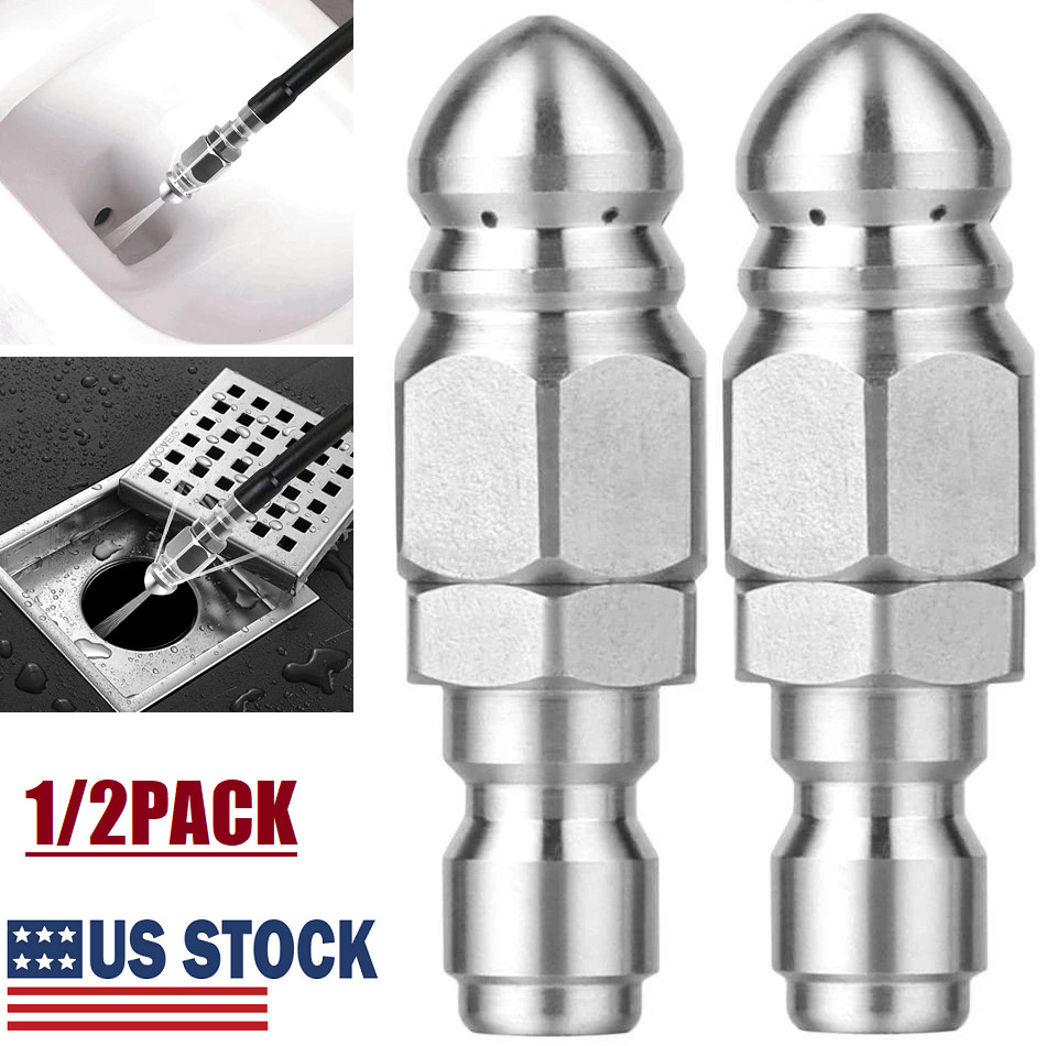 1/4‘‘Pressure Washer Sewer Jetter Nozzle w/ Stainless Steel,Mini Compact Durable