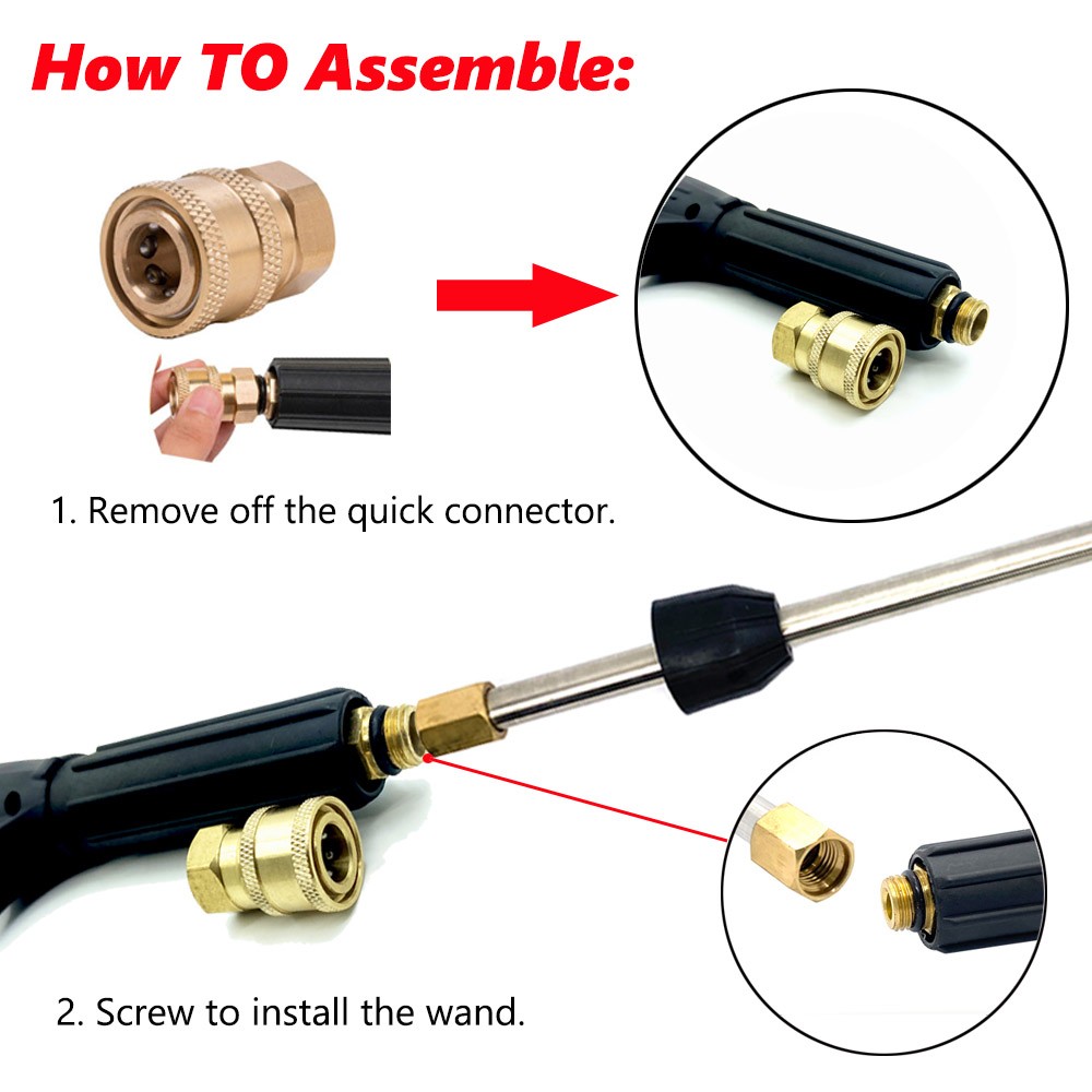 4000PSI High Pressure Car Power Washer Spray Gun Wand Lance Nozzle Tips Hose Kit