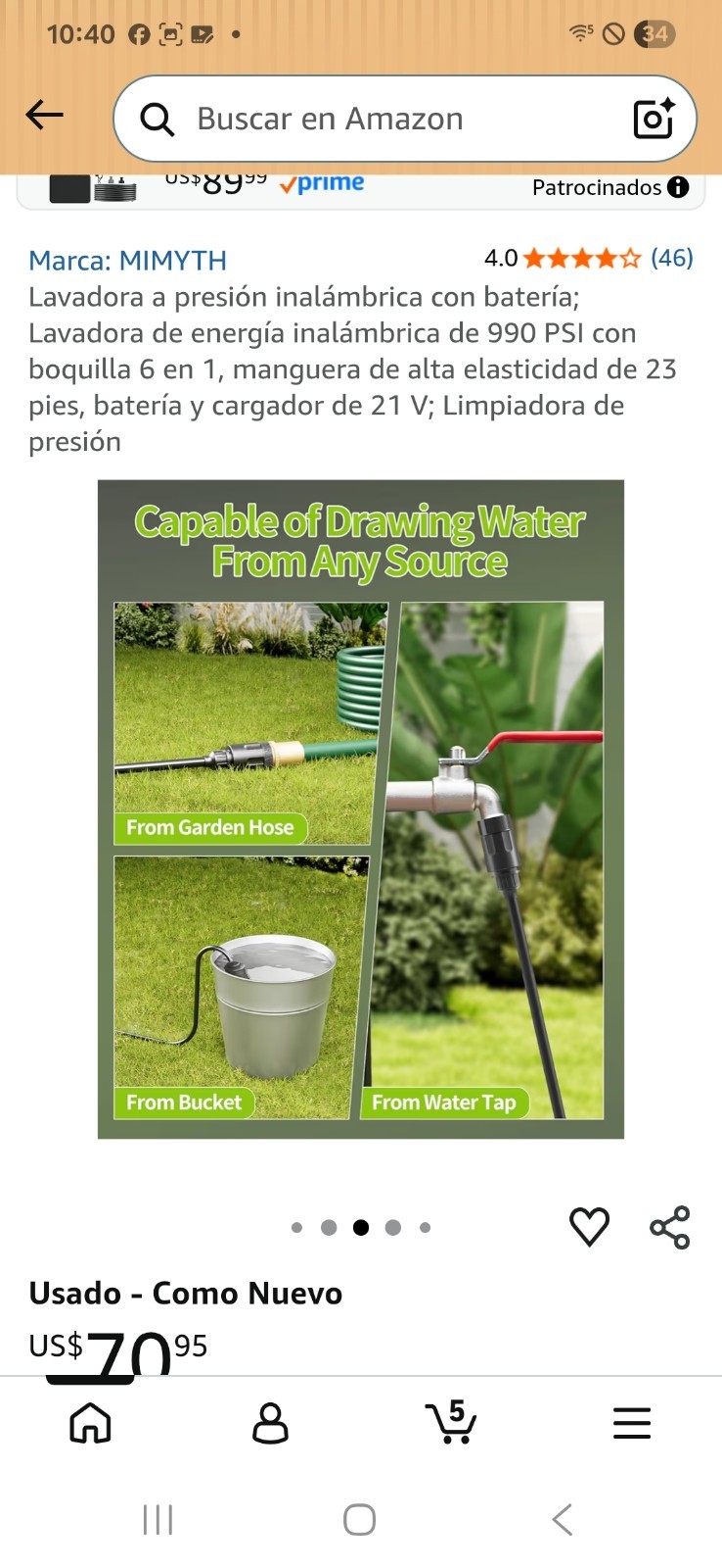MIMYTH MBBT24015 21V Cordless Cold Water Pressure Washer 990 PSI Kit