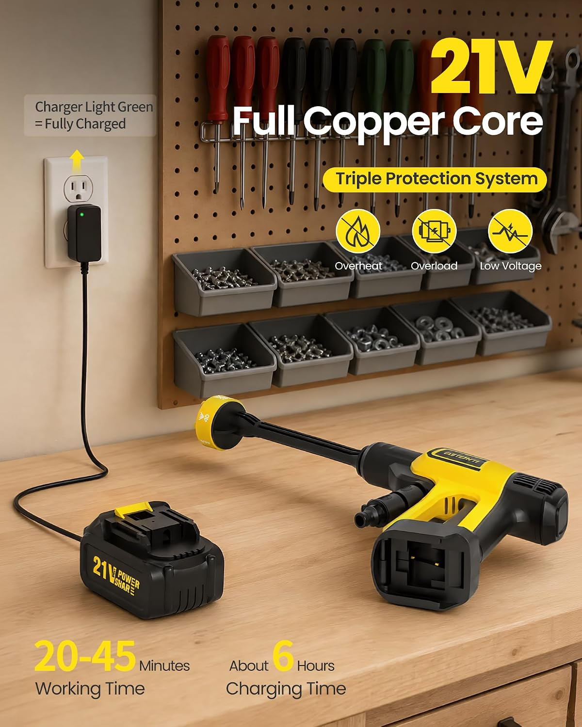 Cordless Pressure Washer Battery Powered, Handheld Cordless Power Washer | 1100