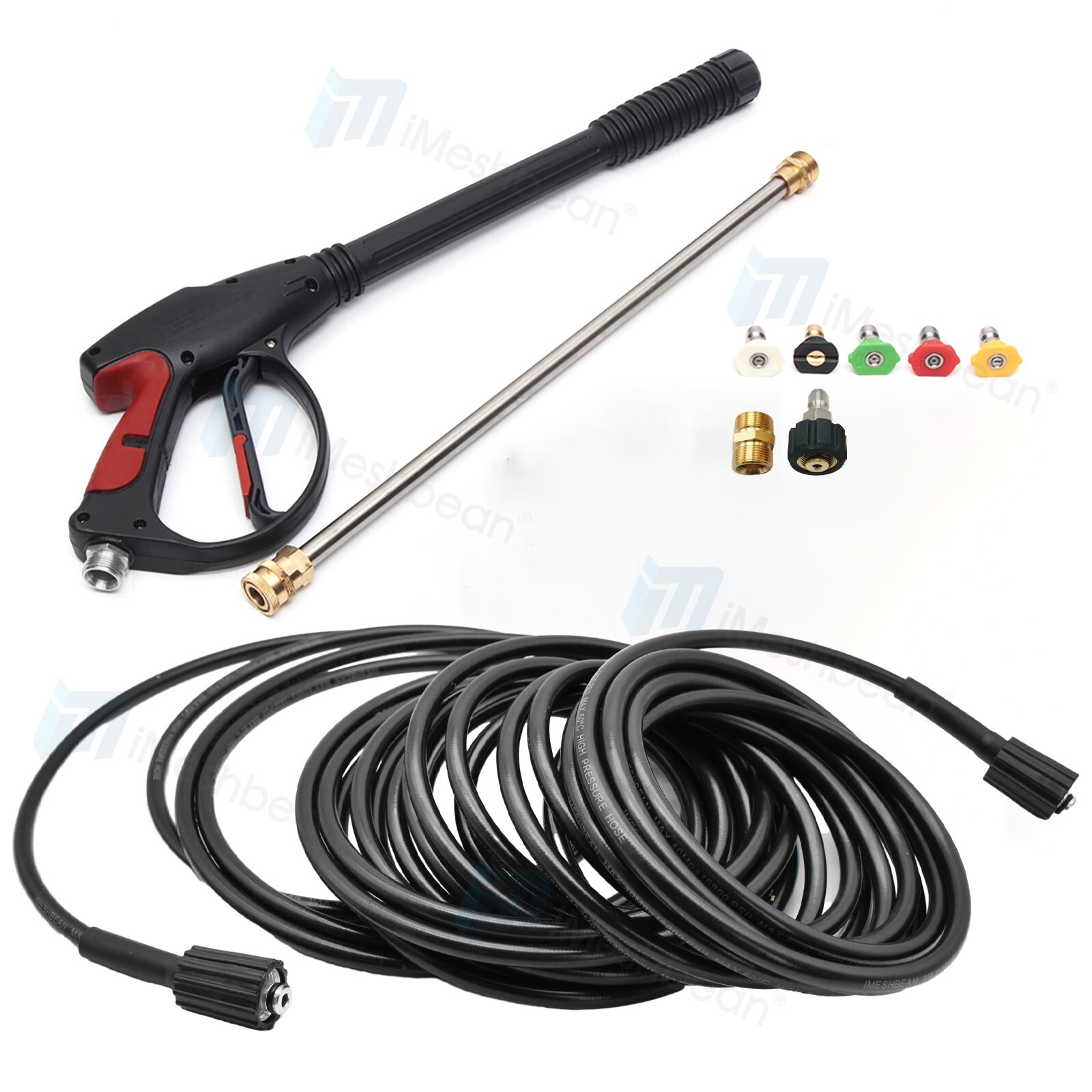 High Pressure 4000PSI Car Power Washer Gun Spray Wand Lance Nozzle and 26FT Hose