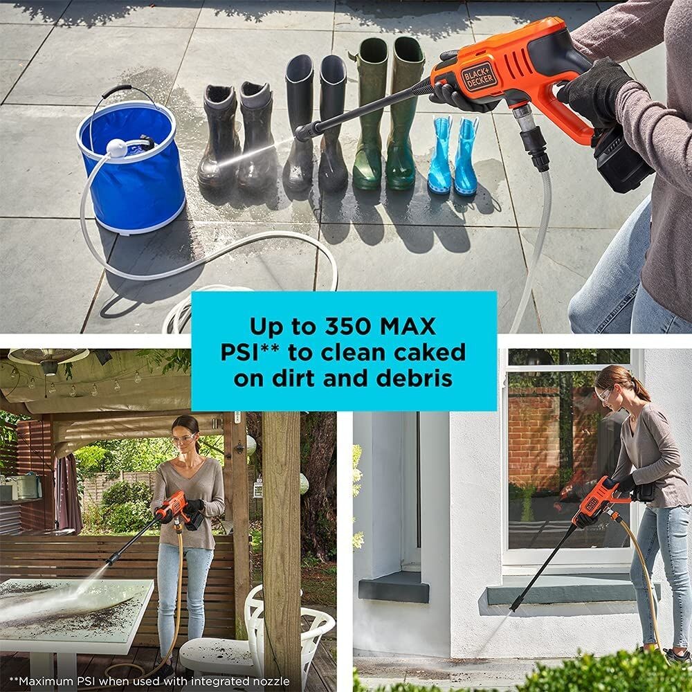 BLACK+DECKER 20V MAX* Pressure Washer, 350 PSI – BCPW350C1